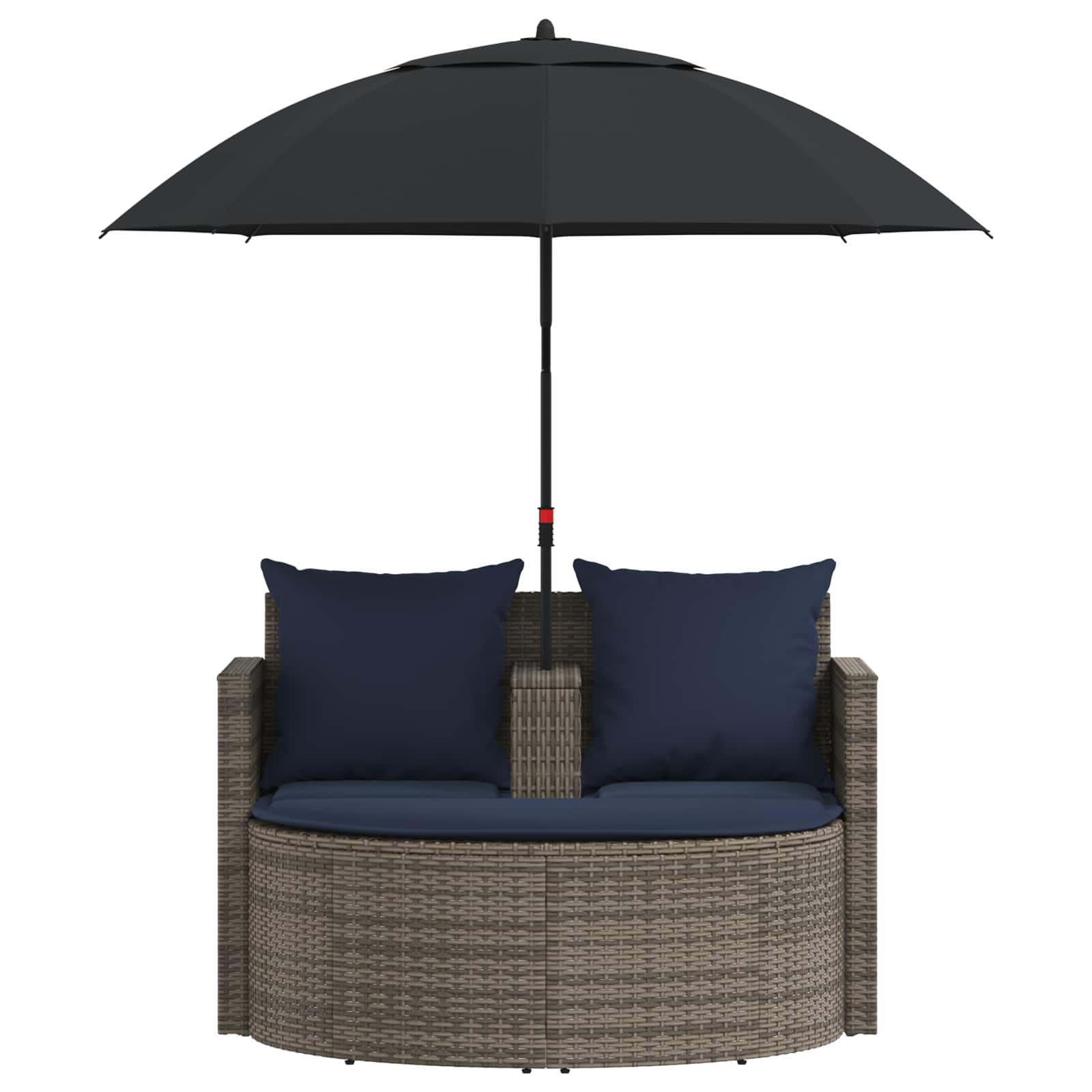 Sodo sofa su pagalve 8 pcs Pilka ir tamsiai mėlyna poliratanas