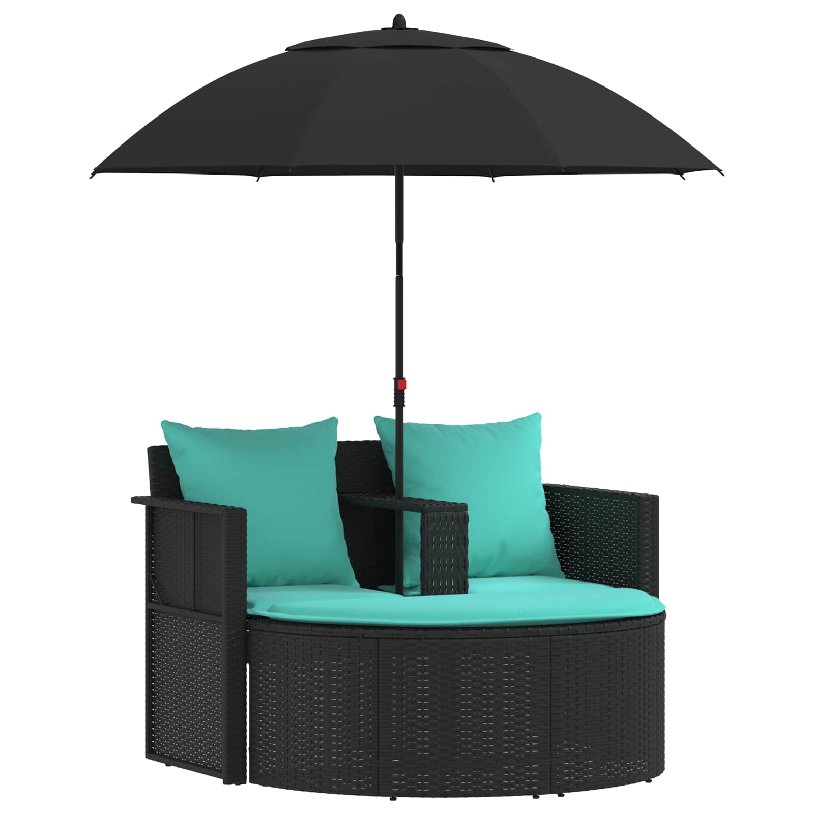 Sodo sofa su pagalve 8 pcs Juoda ir turkio poliratanas
