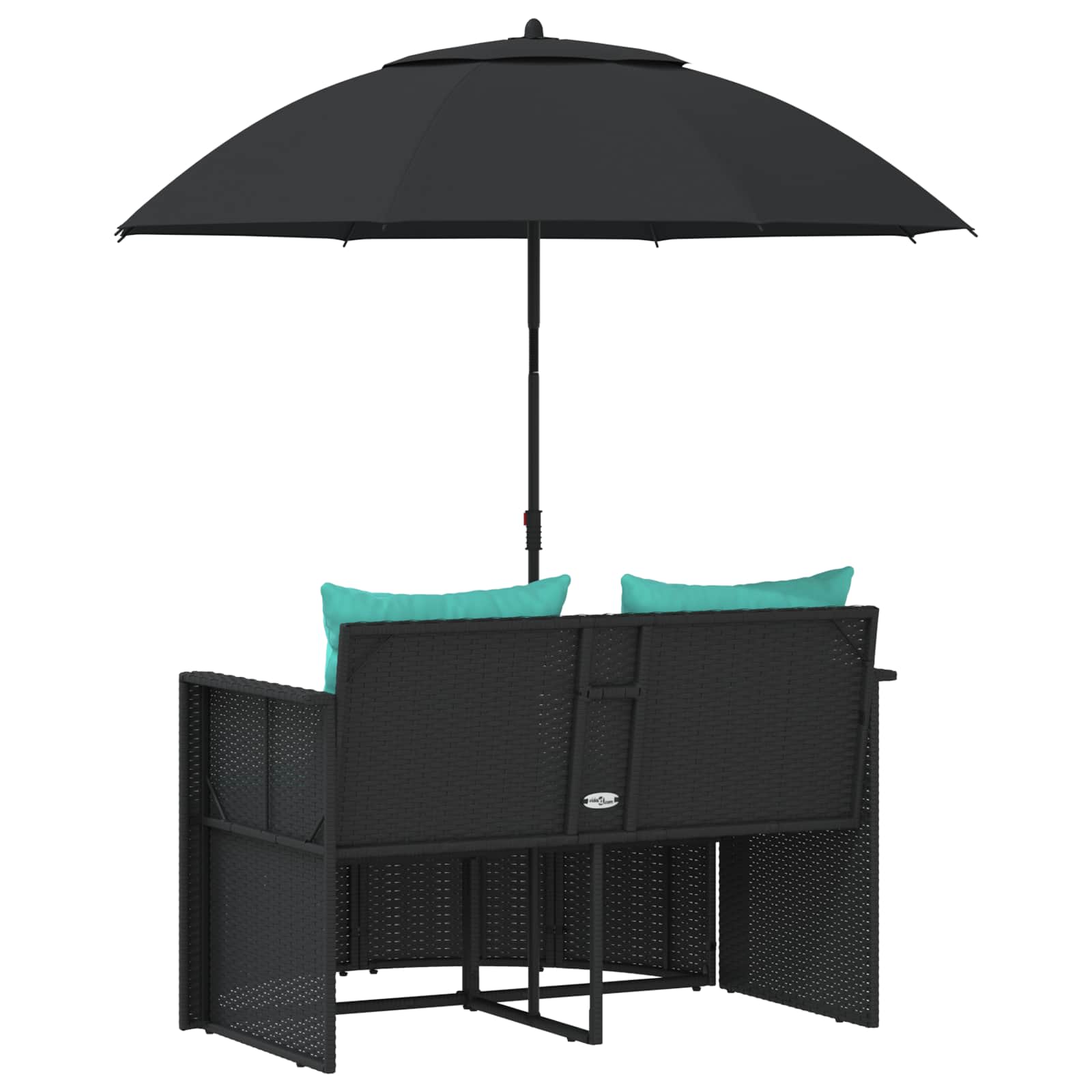 Sodo sofa su pagalve 8 pcs Juoda ir turkio poliratanas
