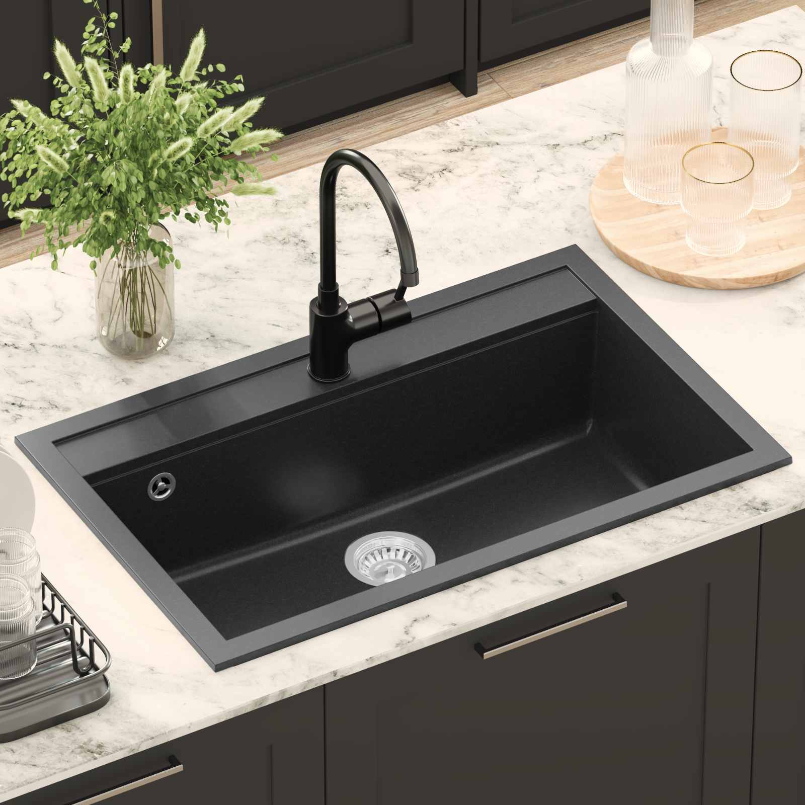 Kriauklė Juoda 795 x 505 mm Granitas