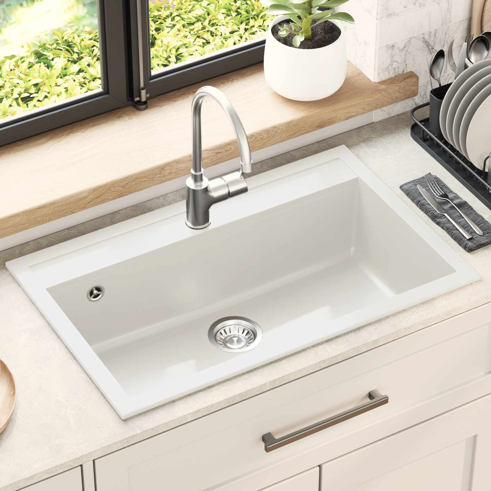 Kriauklė Granitas 795 x 505 mm Balta