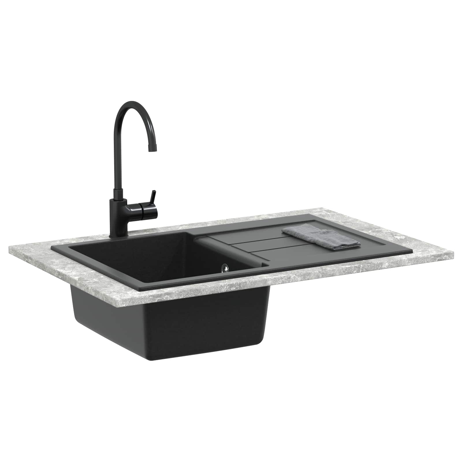 Kriauklė Juoda 780 x 500 mm 80% Kvarcas ir 20% Derva