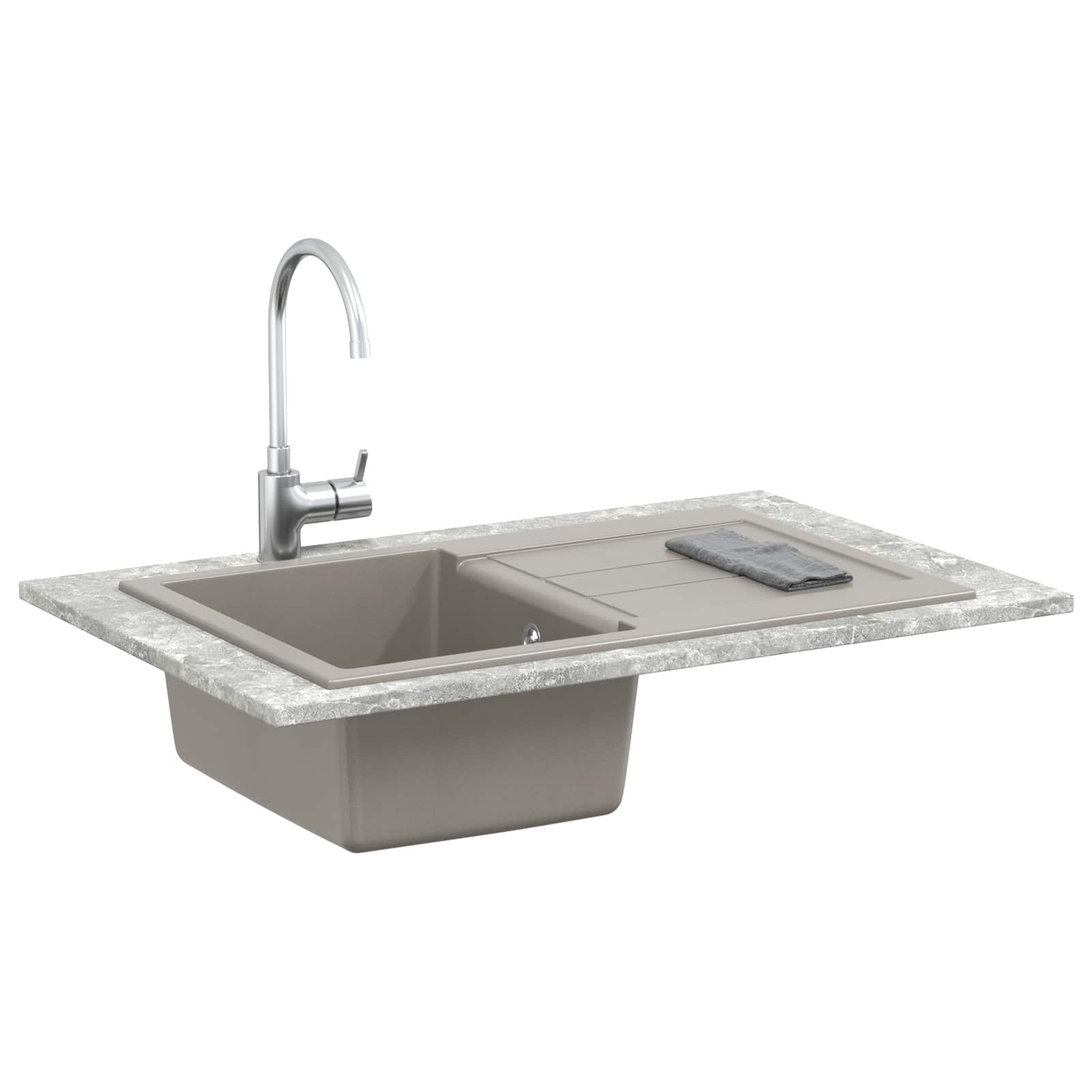 Izlietne Pelēka 780 x 500 mm 80% Kvarcs un 20% Sveķi