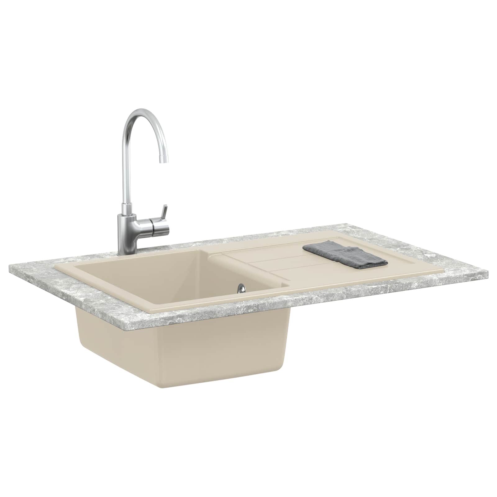 Kriauklė Smėlio 780 x 500 mm 80% Kvarcas ir 20% Derva