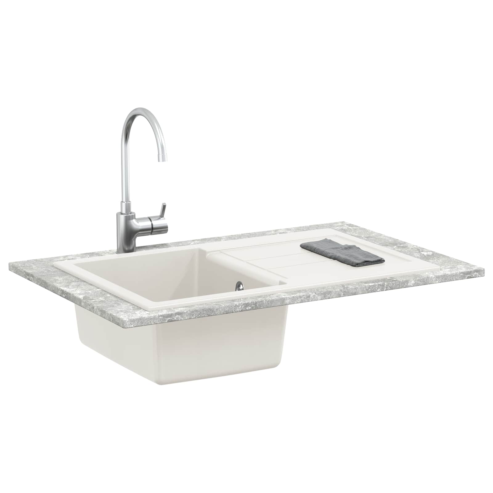 Izlietne Balta 780 x 500 mm 80% Kvarcs un 20% Sveķi