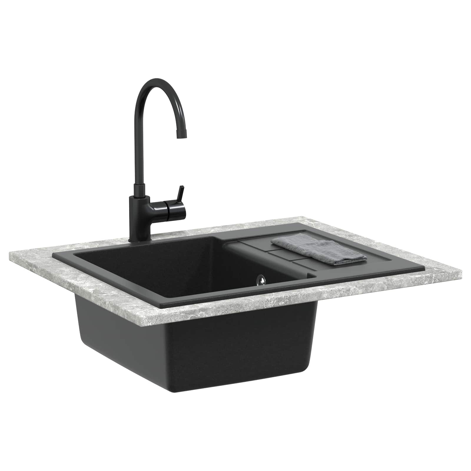 Kriauklė Juoda 620 x 500 mm 80% Kvarcas ir 20% Derva