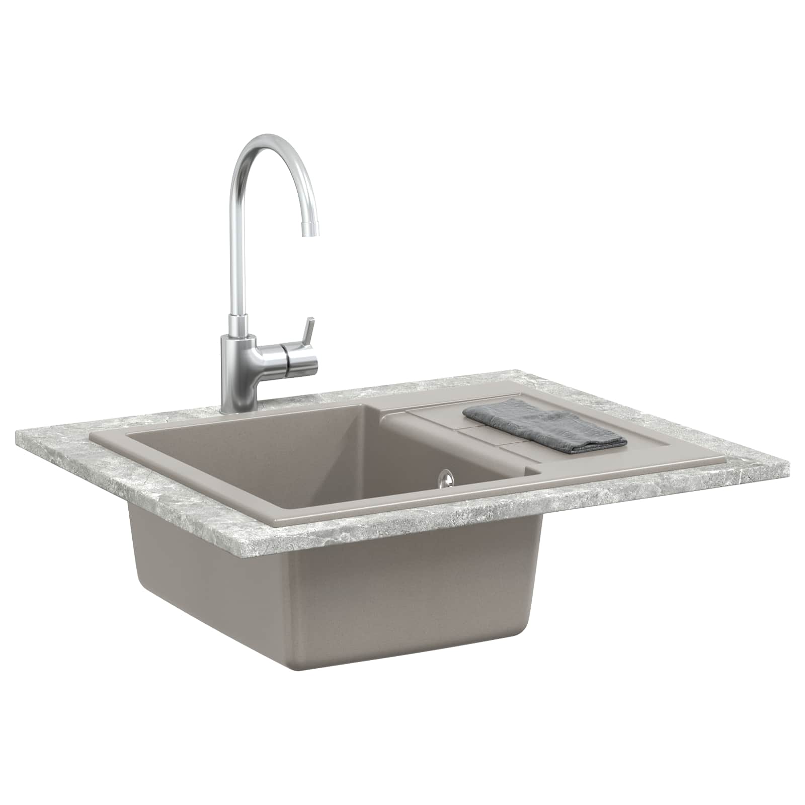 Izlietne Pelēka 620 x 500 mm 80% Kvarcs un 20% Sveķi