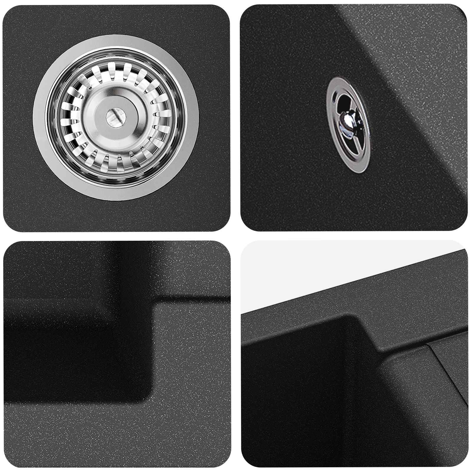 Sink Black 780 x 500 mm 80% Quartz and 20% Resin