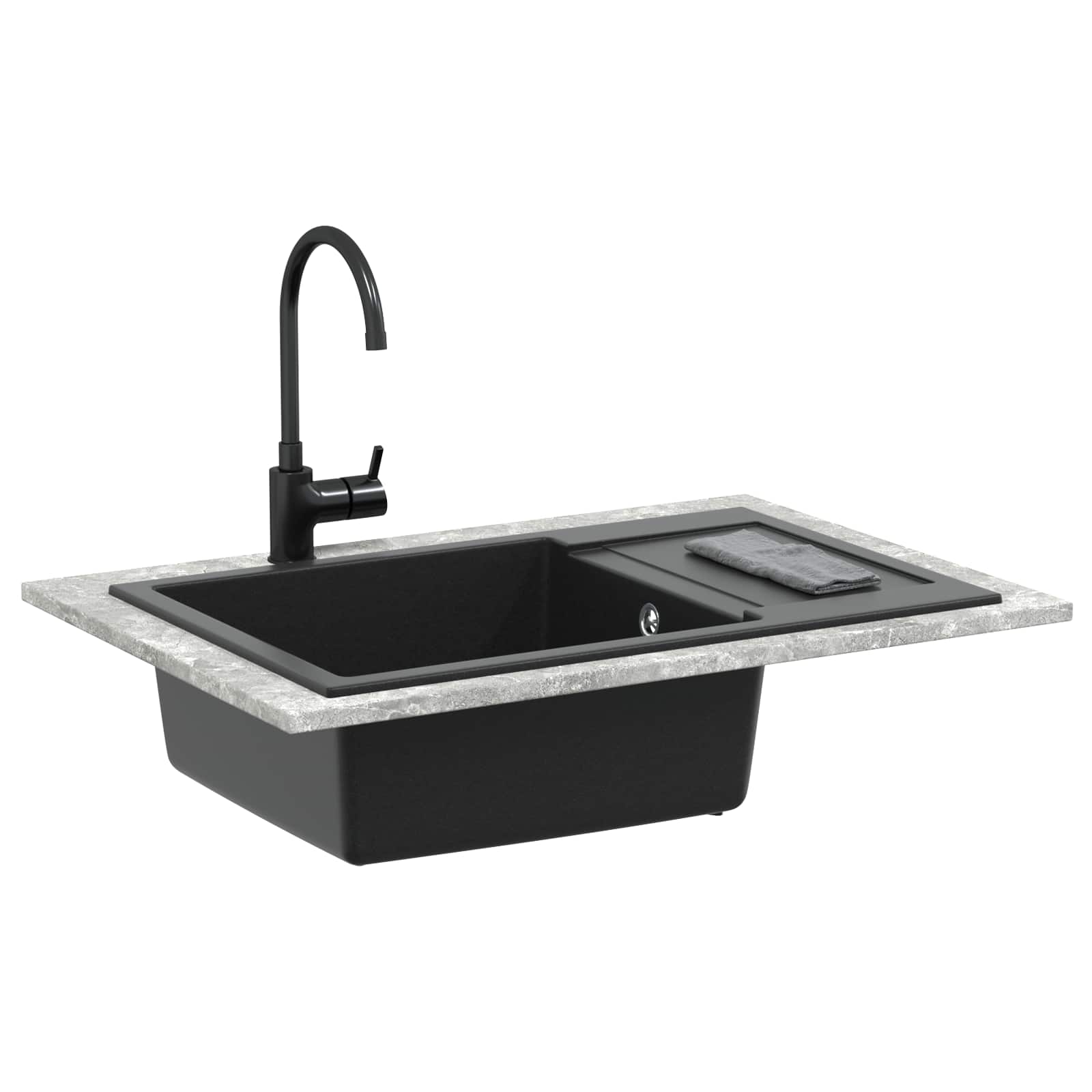 Sink Black 780 x 500 mm 80% Quartz and 20% Resin