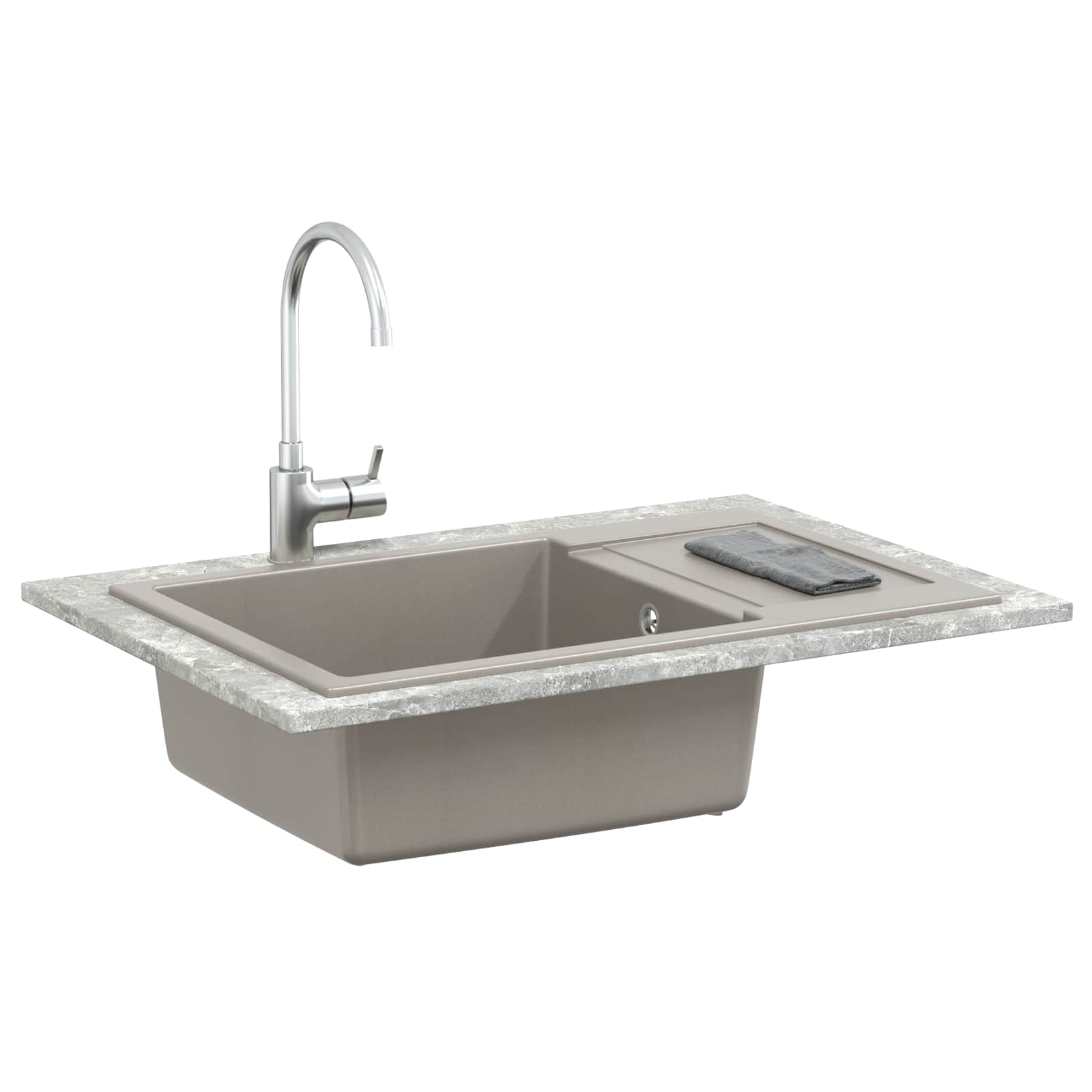 Izlietne Pelēka 780 x 500 mm 80% Kvarcs un 20% Sveķi