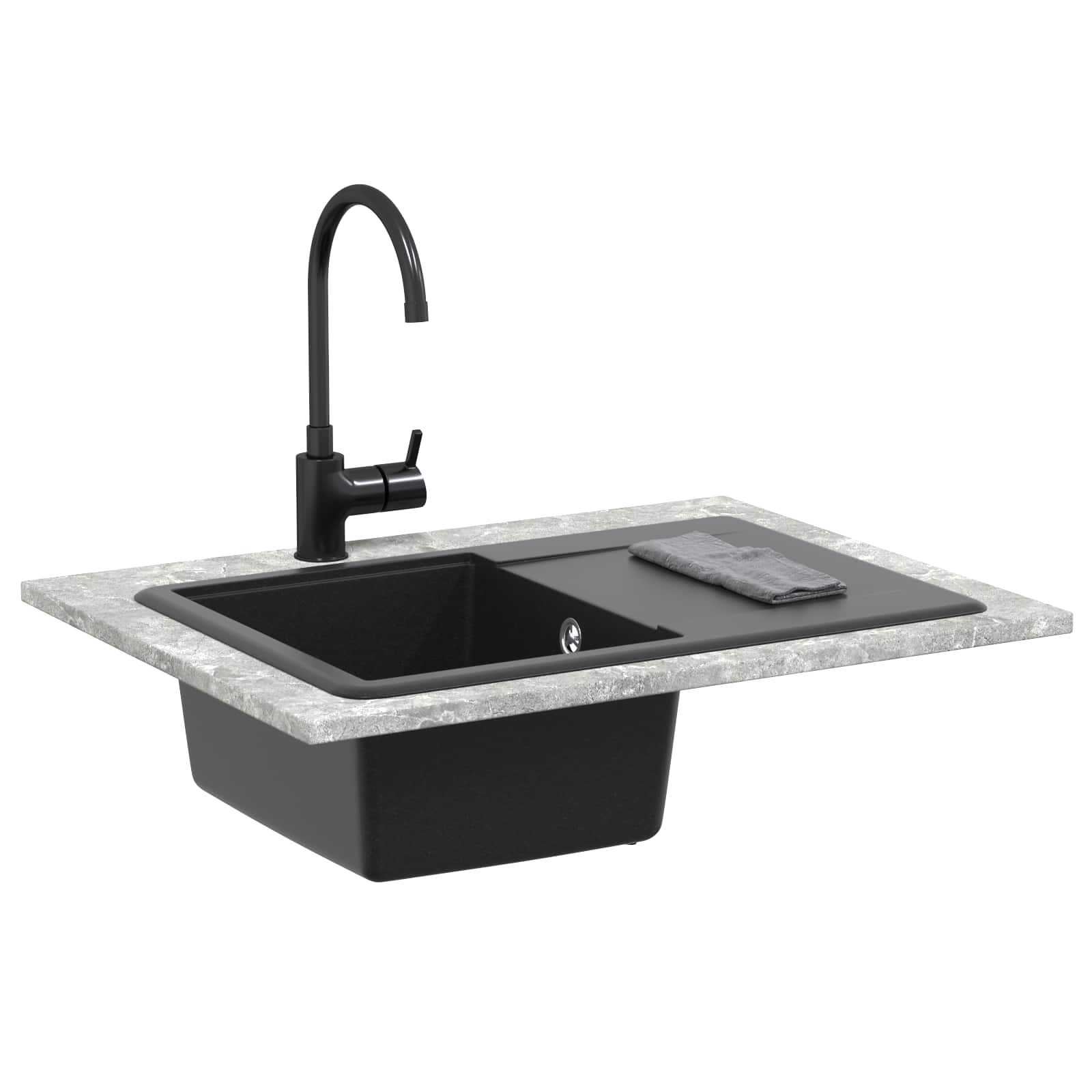 Kriauklė Juoda 670 x 460 mm Granitas