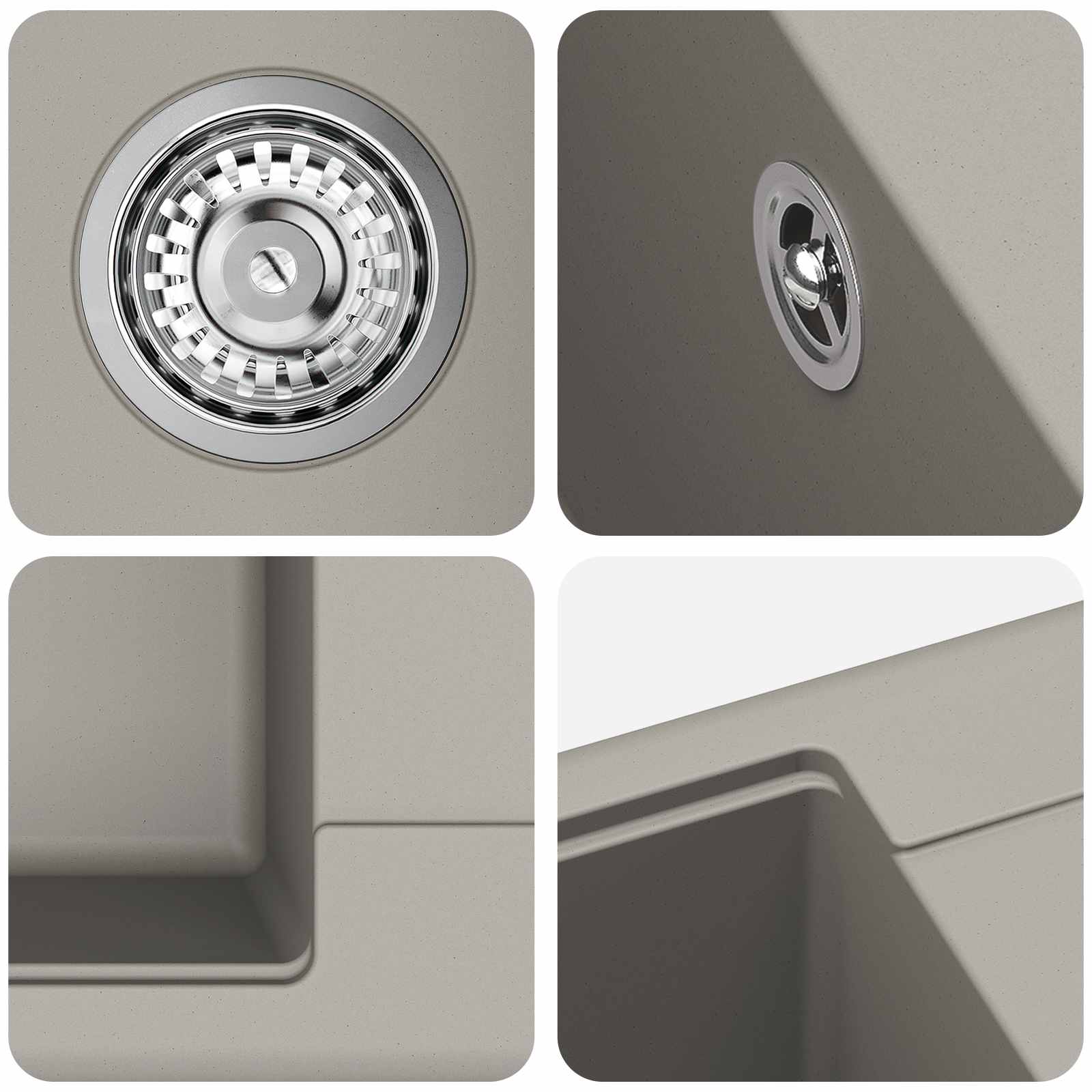 Kriauklė Pilka 670 x 460 mm 80% Kvarcas ir 20% Derva