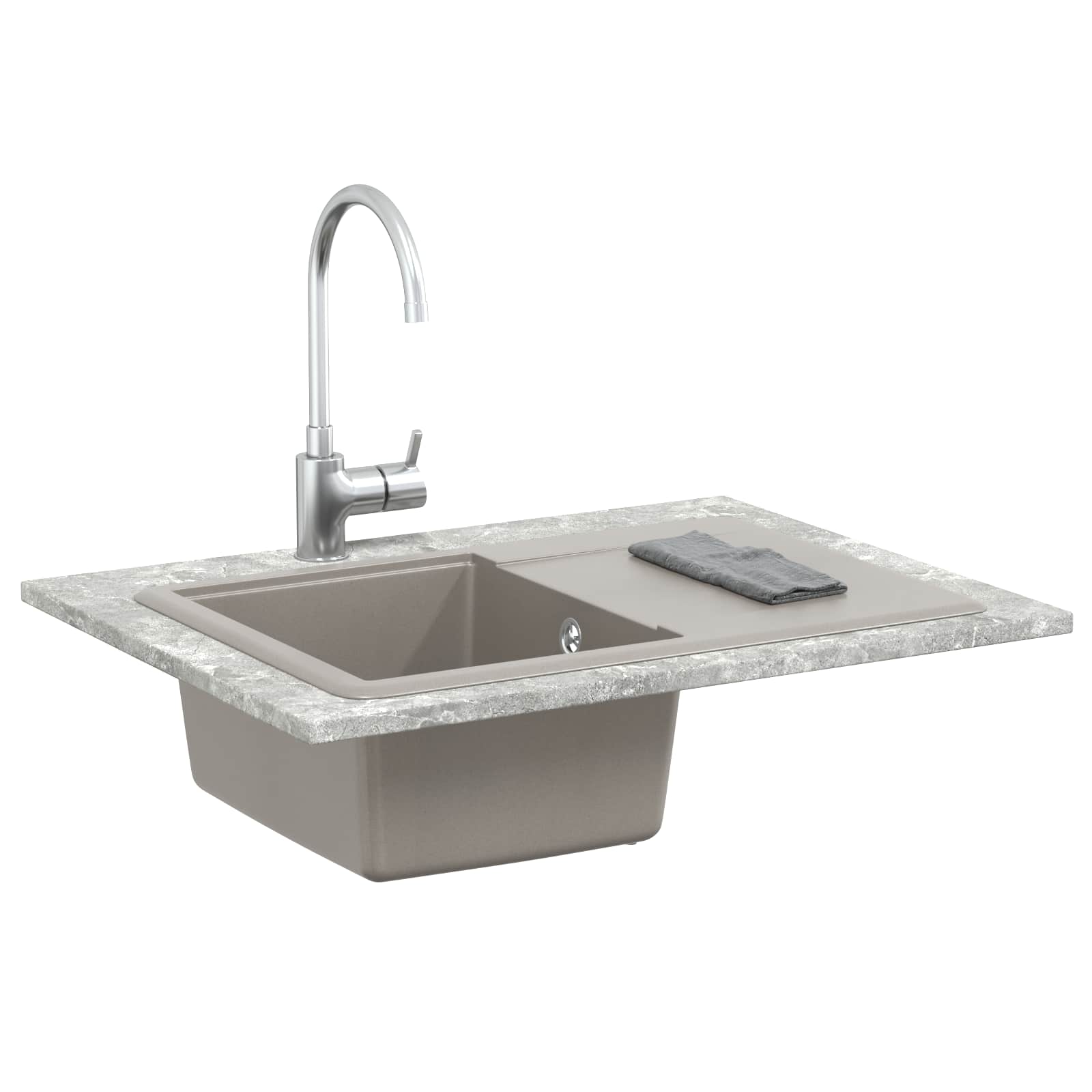 Kriauklė Pilka 670 x 460 mm 80% Kvarcas ir 20% Derva