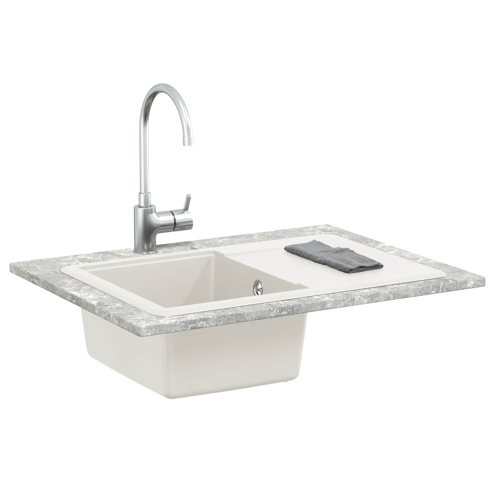 Kriauklė Balta 670 x 460 mm 80% Kvarcas ir 20% Derva