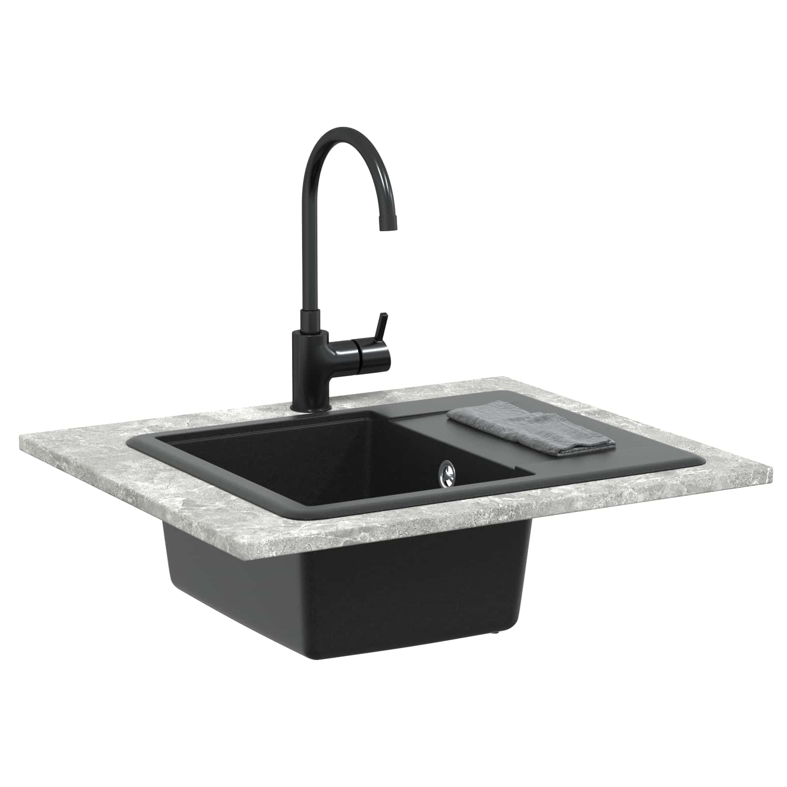Kriauklė Juoda 560 x 460 mm 80% Kvarcas ir 20% Derva