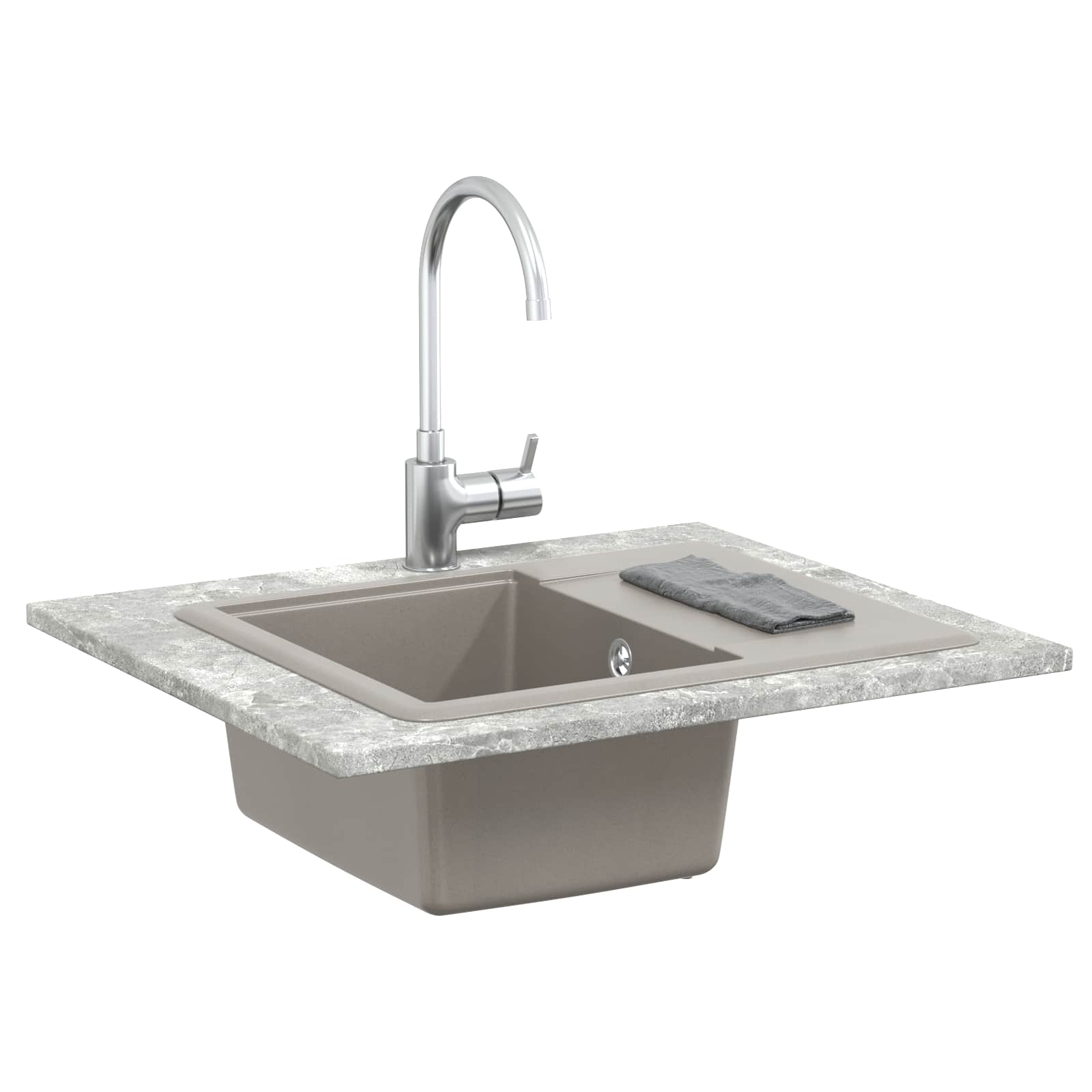 Kriauklė Pilka 560 x 460 mm 80% Kvarcas ir 20% Derva