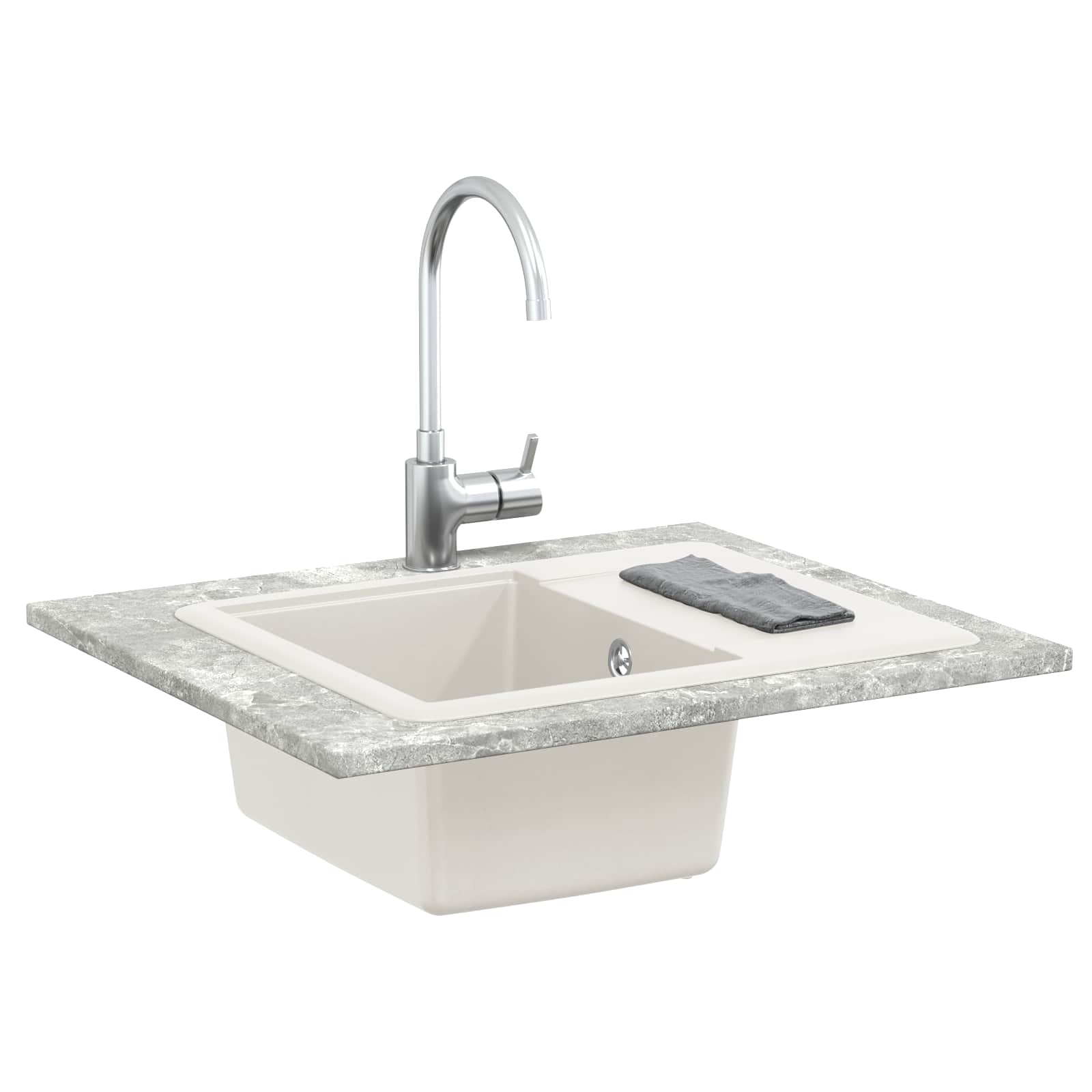 Izlietne Balta 560 x 460 mm 80% Kvarcs un 20% Sveķi