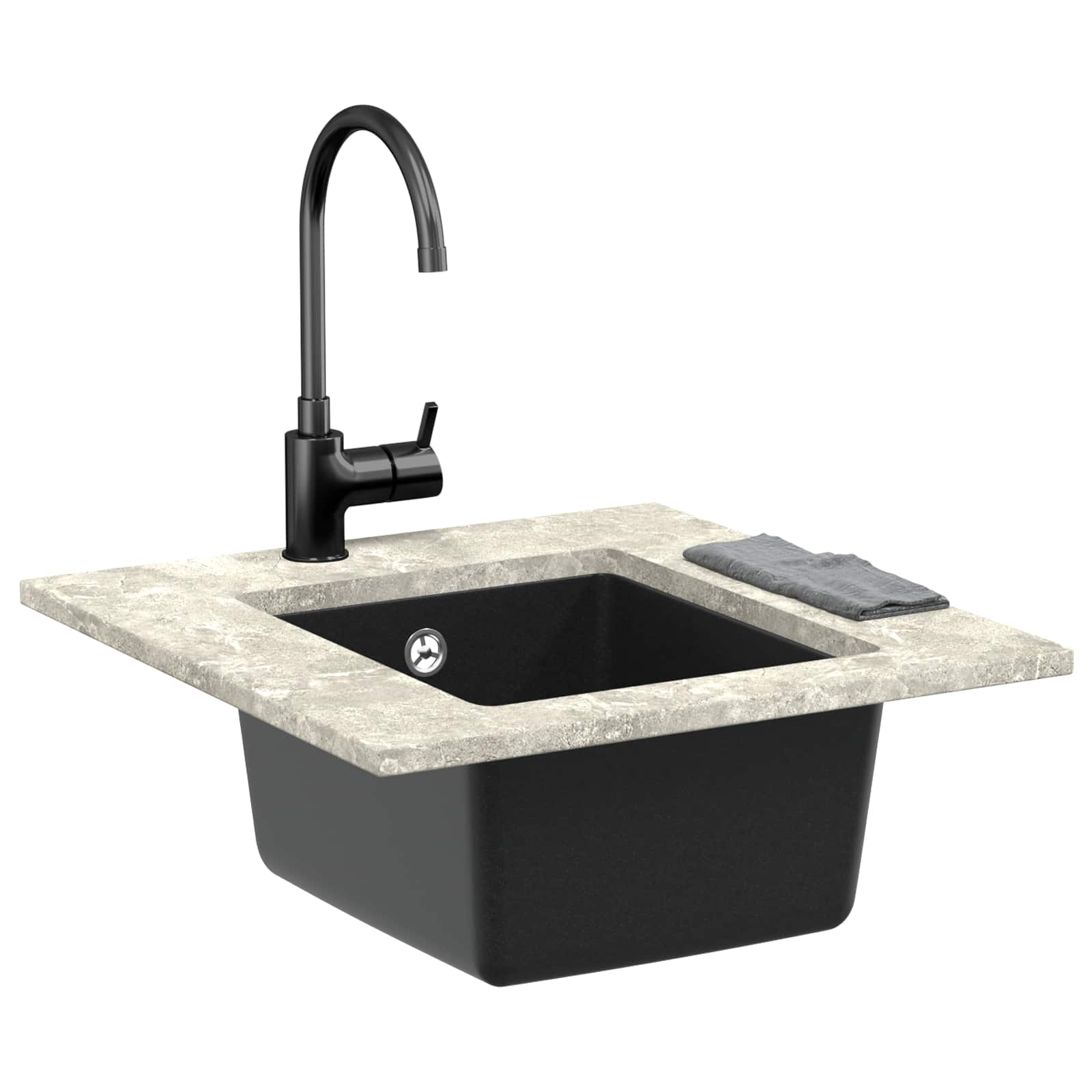 Kriauklė Juoda 370 x 460 mm 80% Kvarcas ir 20% Derva