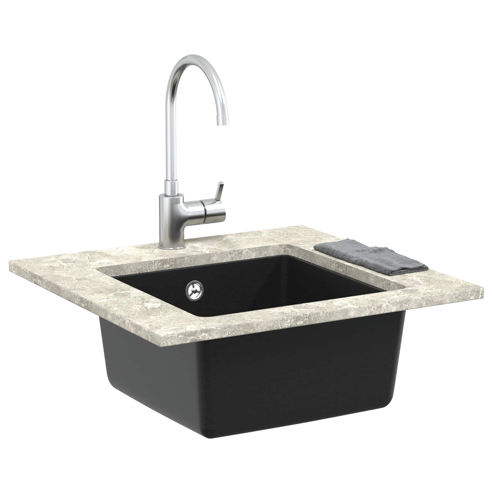 Izlietne Melna 430 x 460 mm 80% Kvarcs un 20% Sveķi
