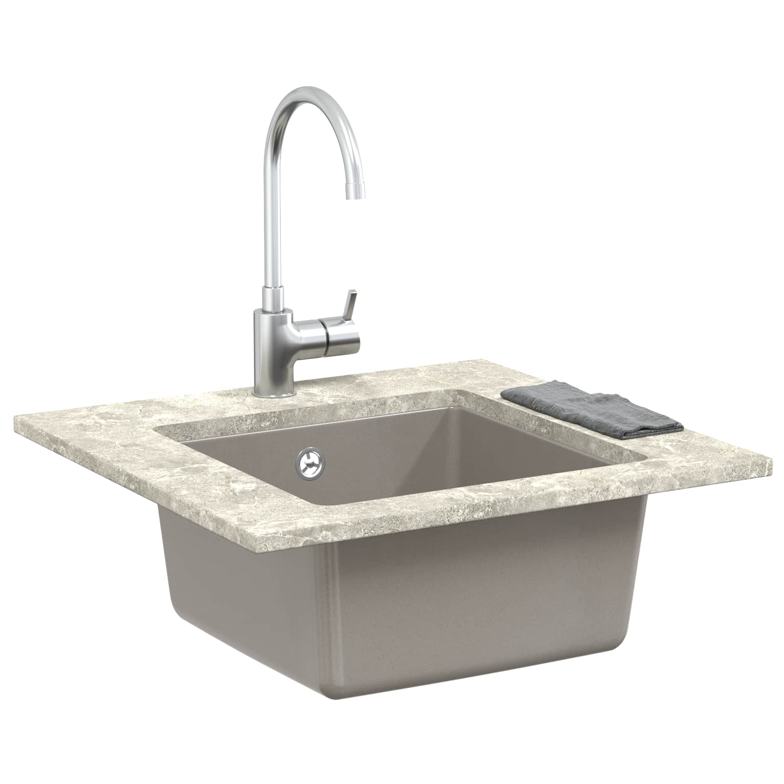 Kriauklė Pilka 430 x 460 mm 80% Kvarcas ir 20% Derva