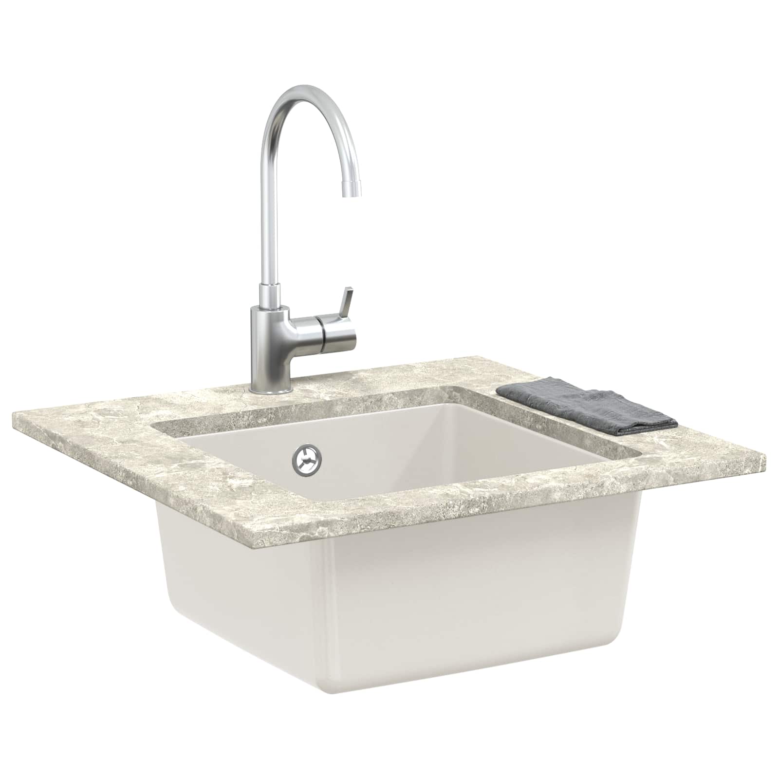 Kriauklė Balta 430 x 460 mm 80% Kvarcas ir 20% Derva