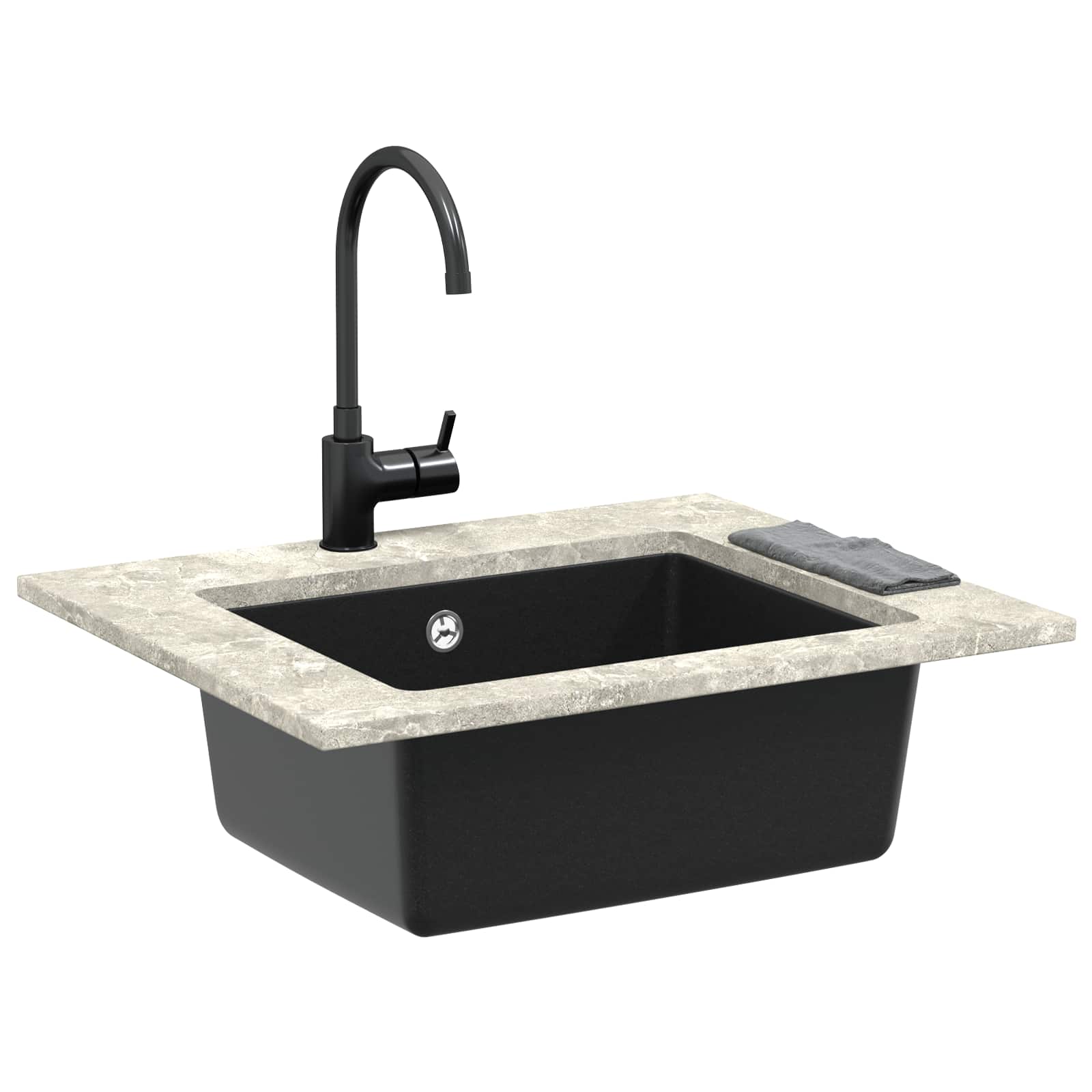 Kriauklė Juoda 530 x 460 mm 80% Kvarcas ir 20% Derva