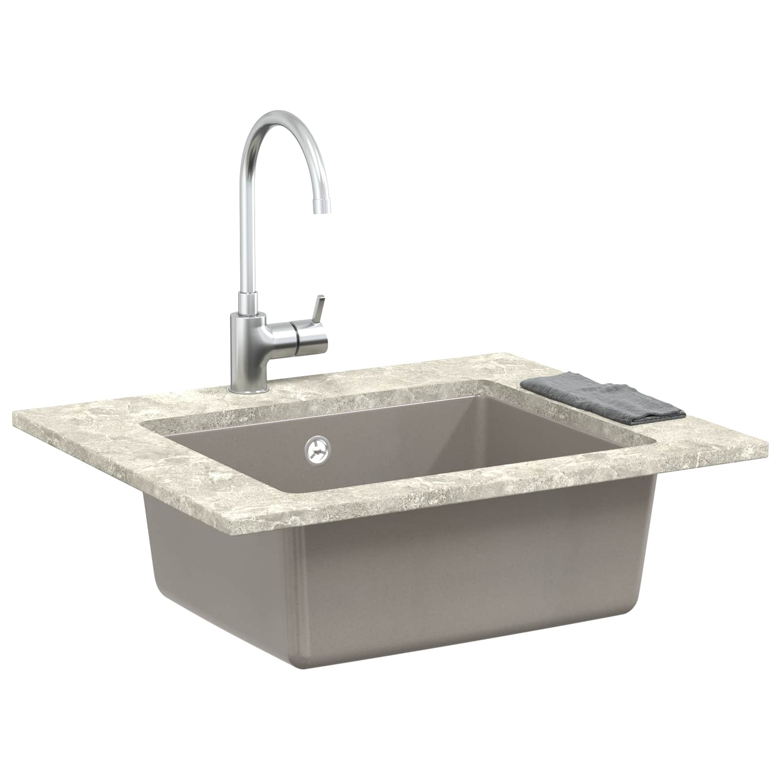 Kriauklė Pilka 530 x 460 mm 80% Kvarcas ir 20% Derva