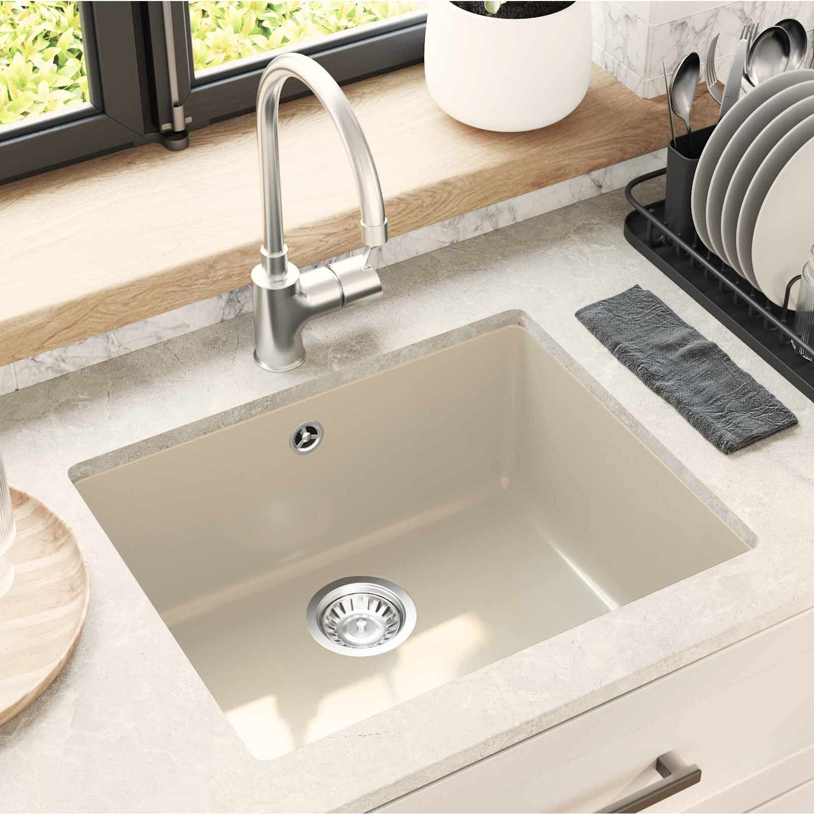 Kriauklė Smėlio 530 x 460 mm 80% Kvarcas ir 20% Derva