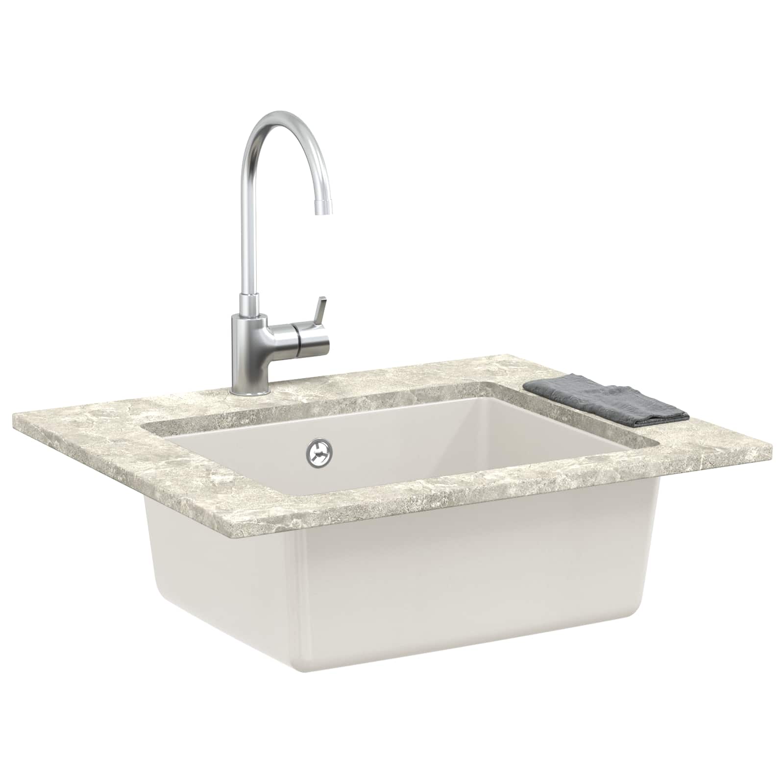 Kriauklė Balta 530 x 460 mm 80% Kvarcas ir 20% Derva