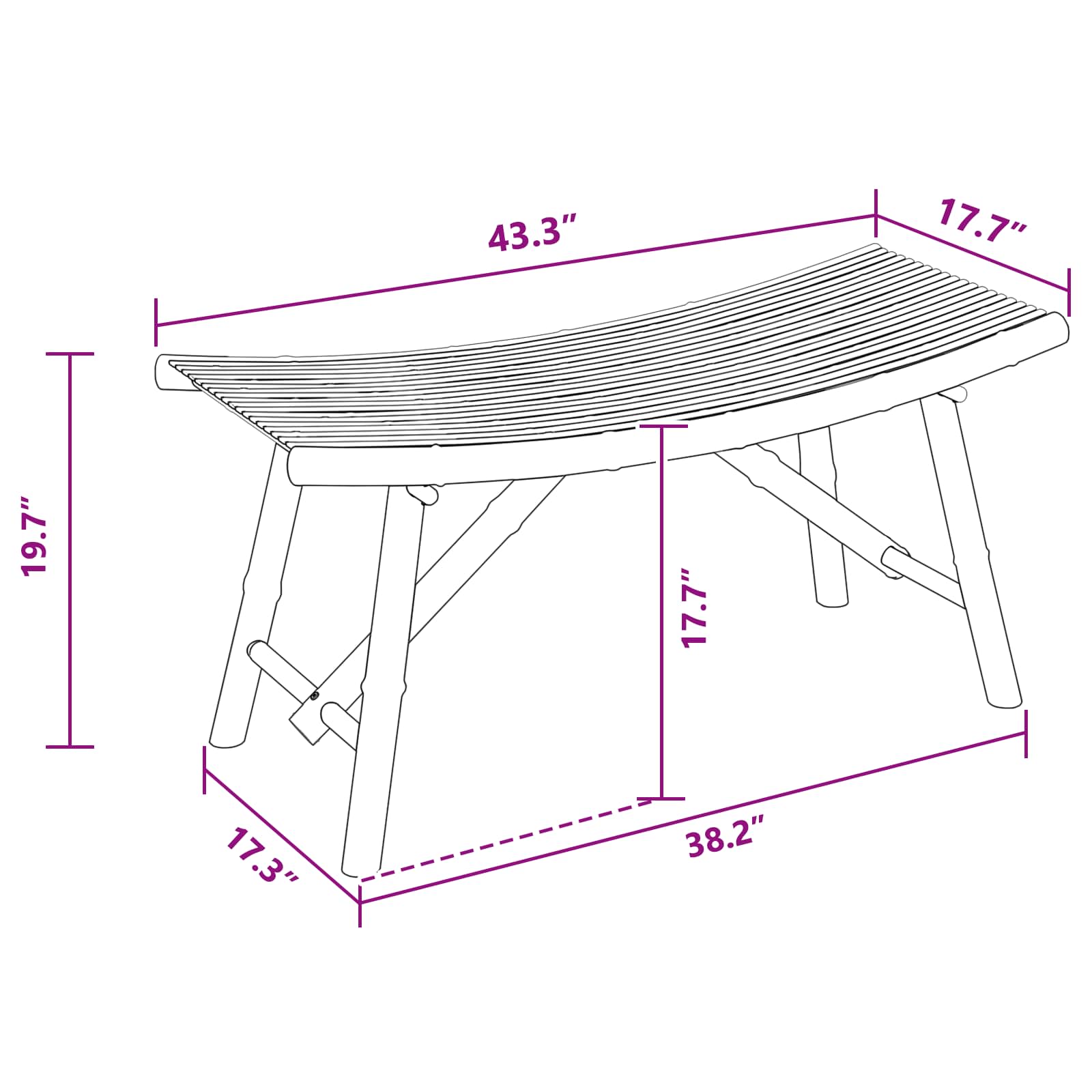 Dārza sols, dabīgs, 110 x 45 x 50 cm, bambuss