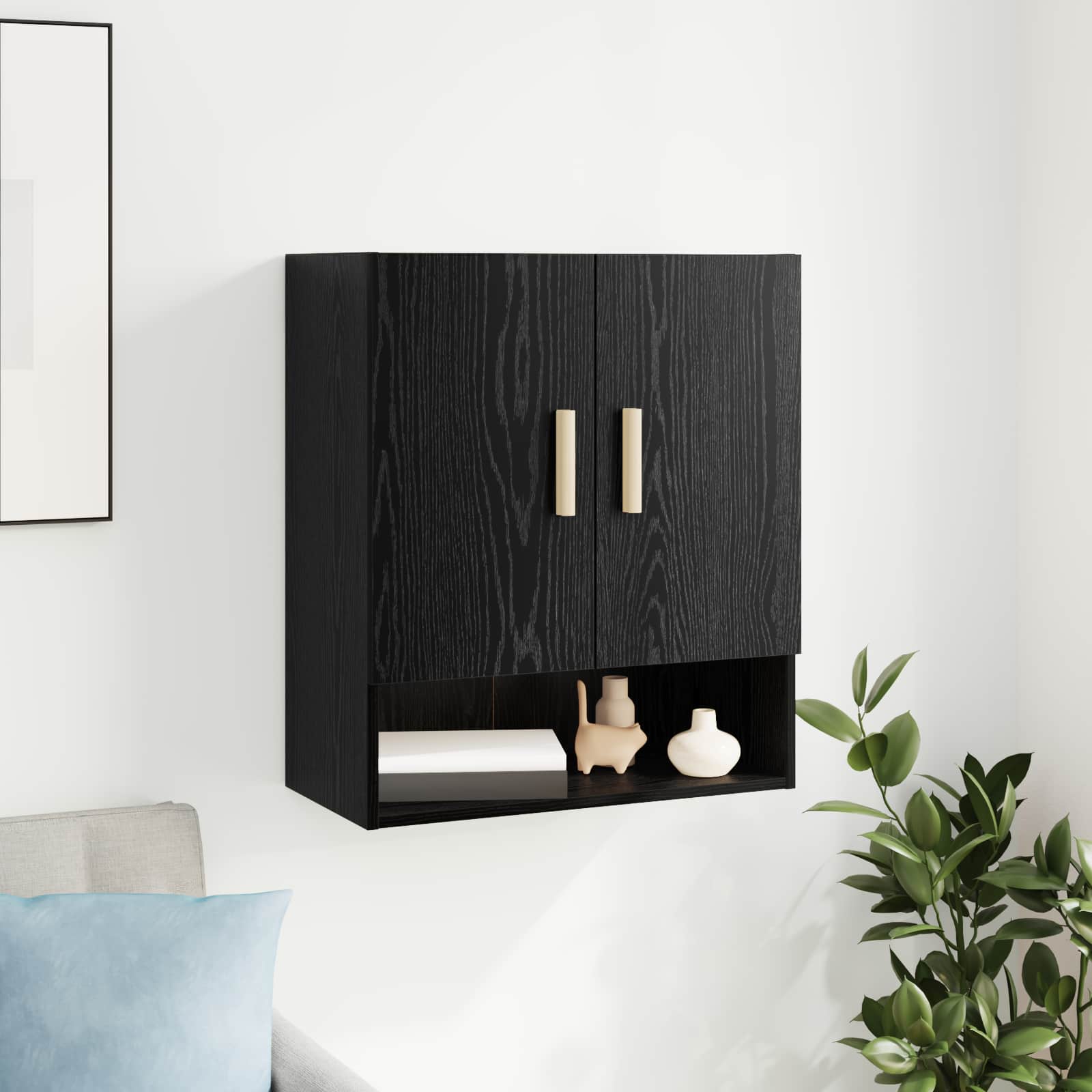 Wall cabinet Black oak 60 x 31 x 70 cm