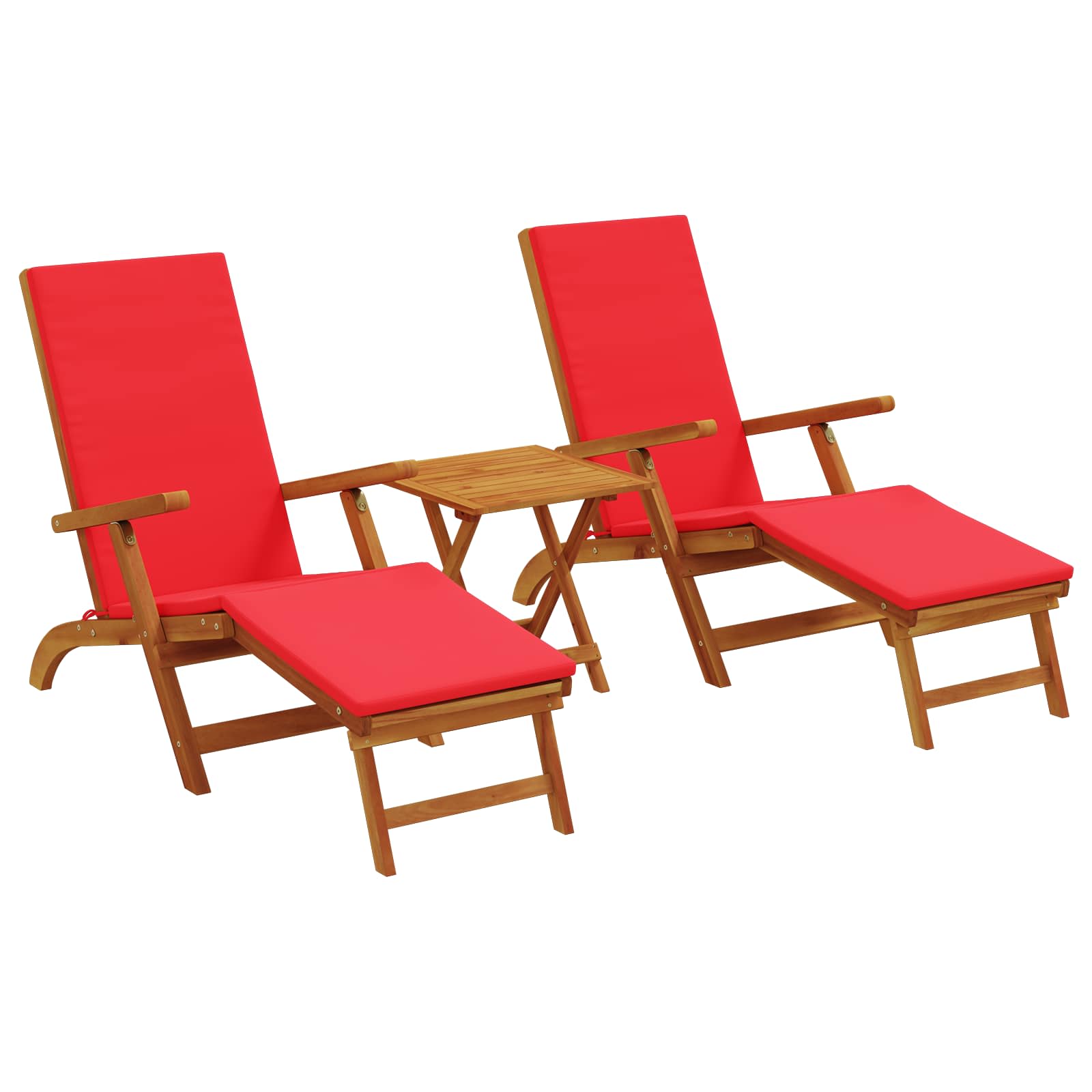 Atsilenkiantis ir sulankstomas saulės gultas 3 pcs Raudona