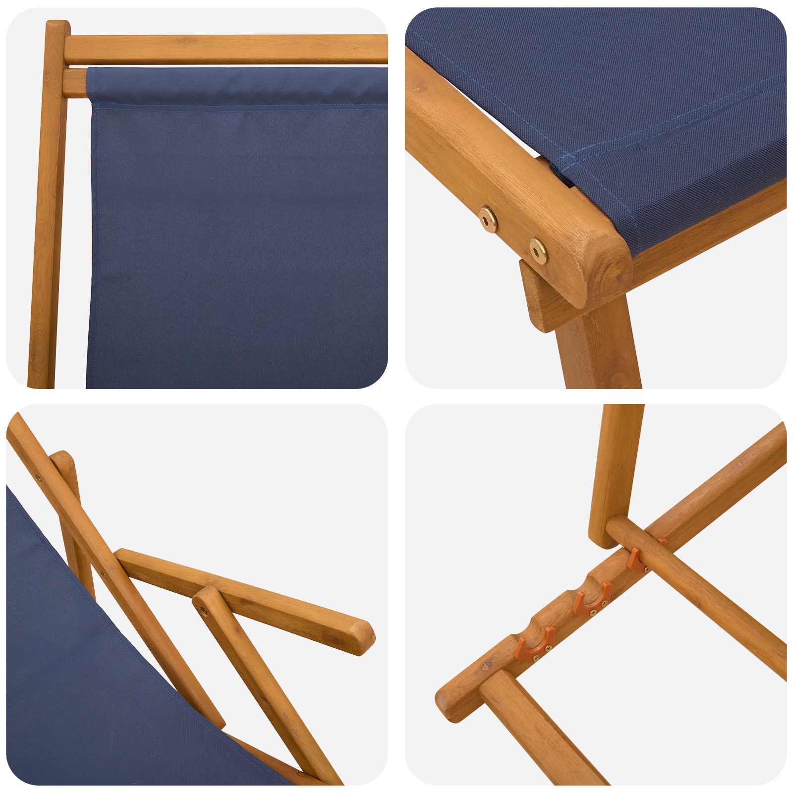Sulankstomas gultas 2 pcs 3 Pozicija Kietas eukalipto medis