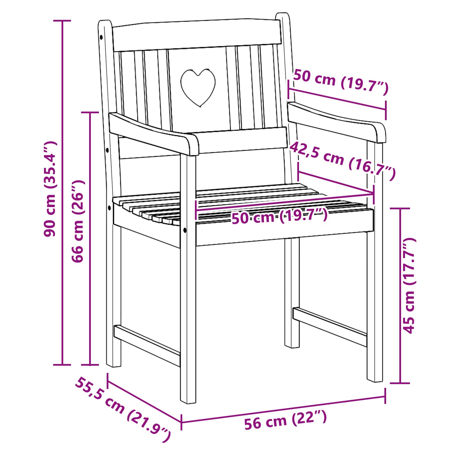 Lauko suolas 2 pcs Natūrali 56 x 55,5 x 90 cm