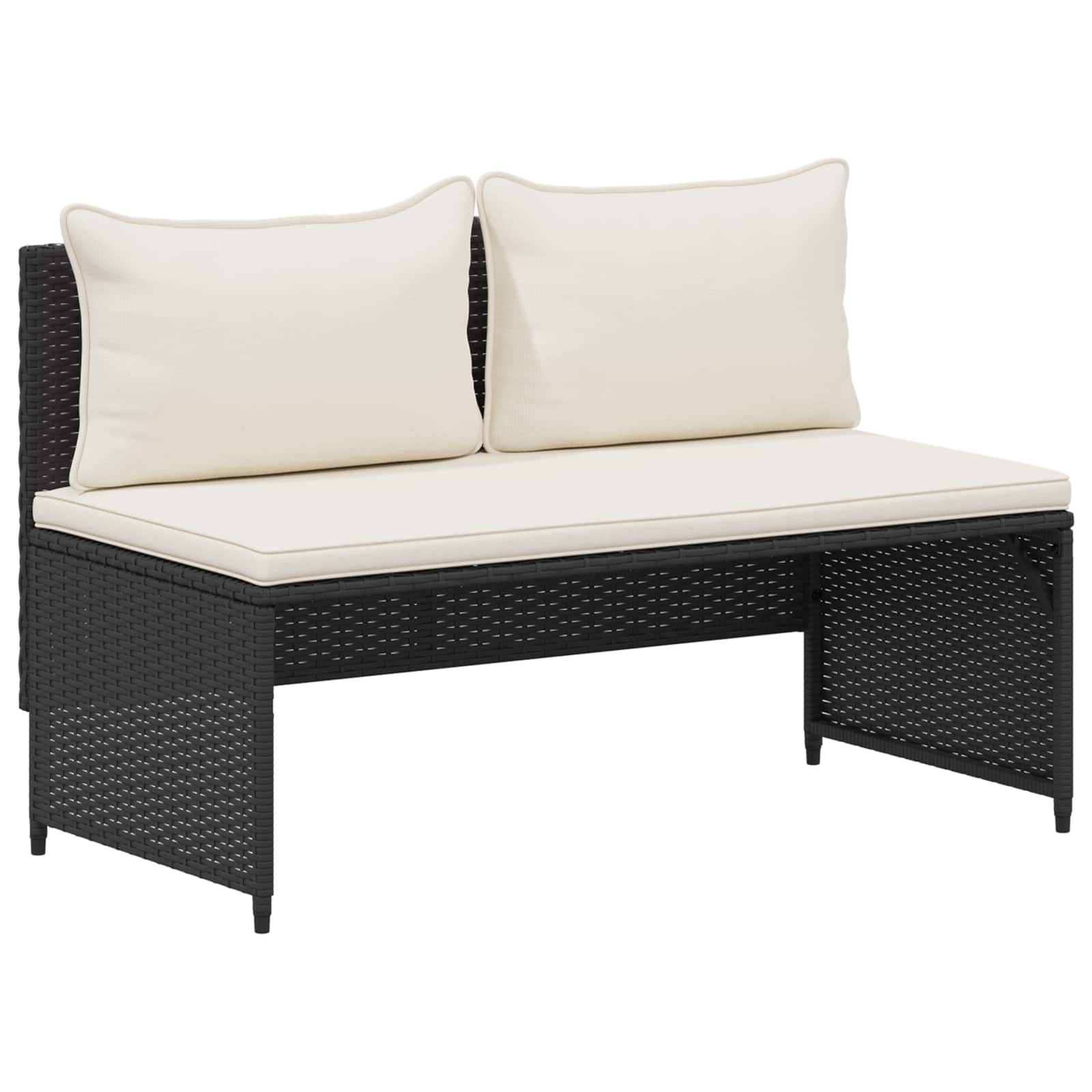 Lauko sofos komplektas su pagalve 4 pcs Juoda ir kreminė balta