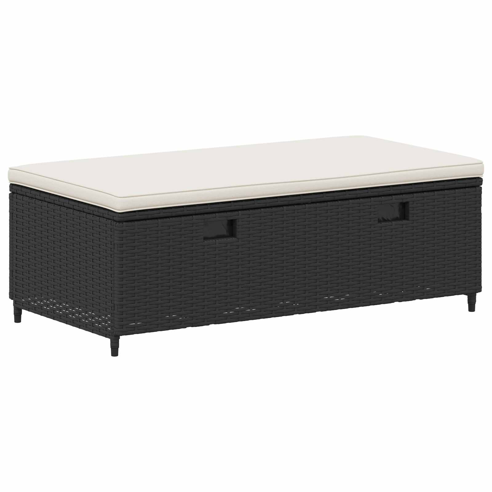 Lauko sofos komplektas su pagalve 4 pcs Juoda ir kreminė balta