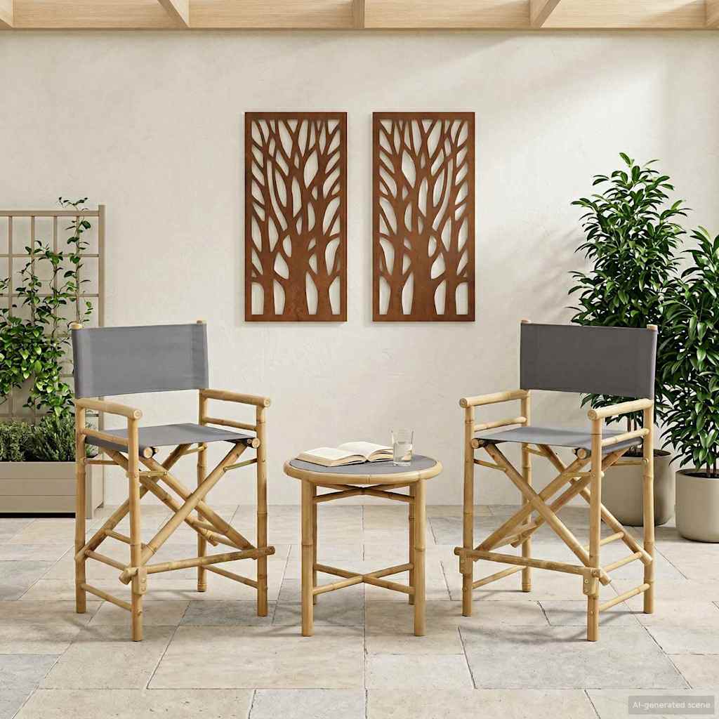 Sulankstoma režisieriaus kėdė 2 pcs Natūrali 58 x 48 x 115 cm
