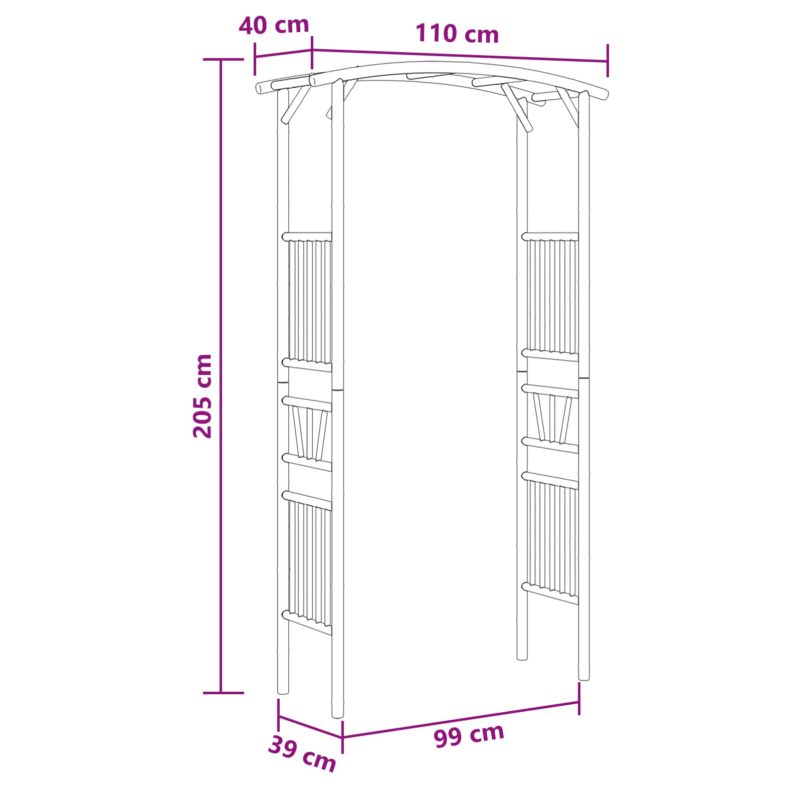 Sodo arka Natūrali 110 x 40 x 205 cm Bambukas