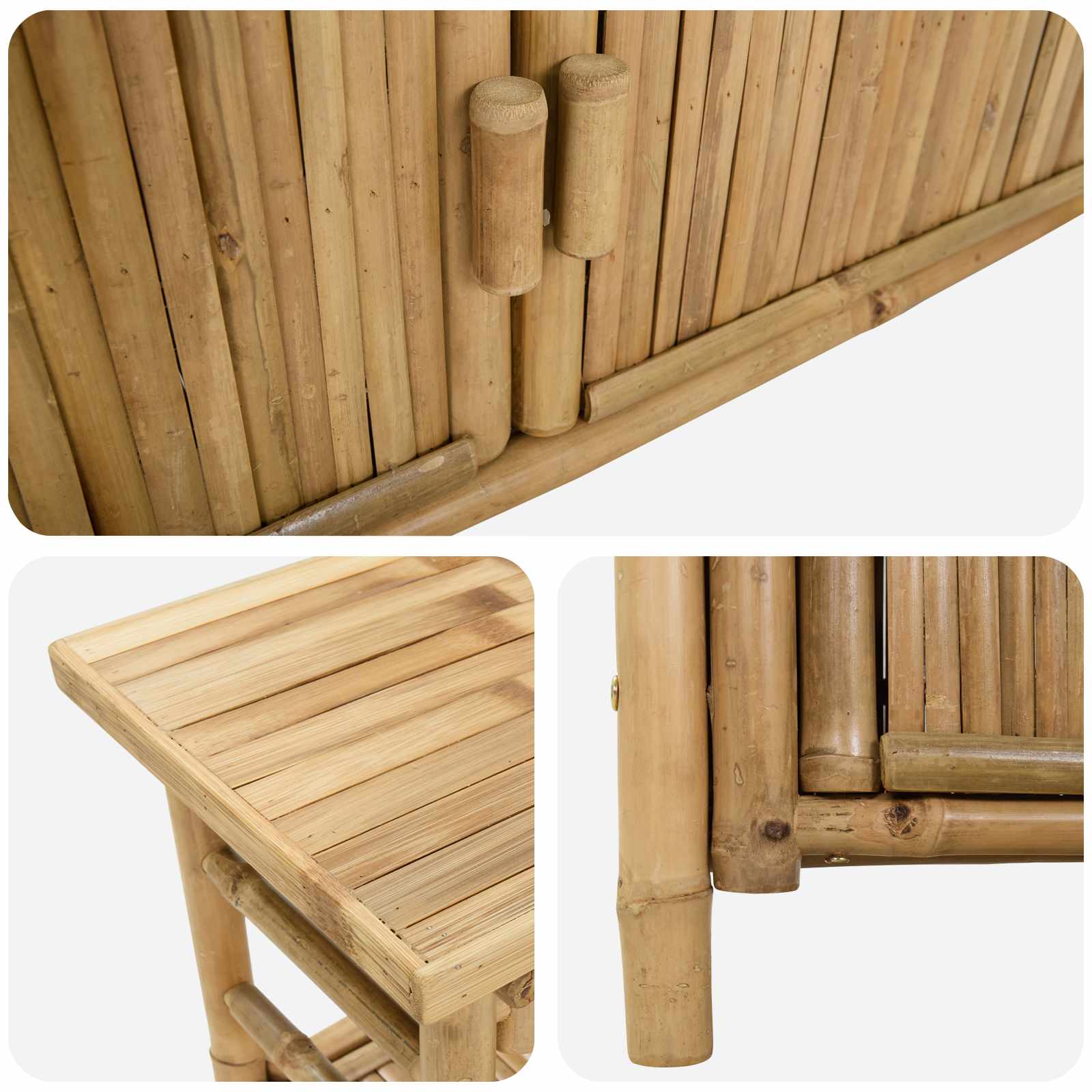 Konsoles galds ar plauktu Dabīga krāsa 110 x 35 x 75 cm Bambuss