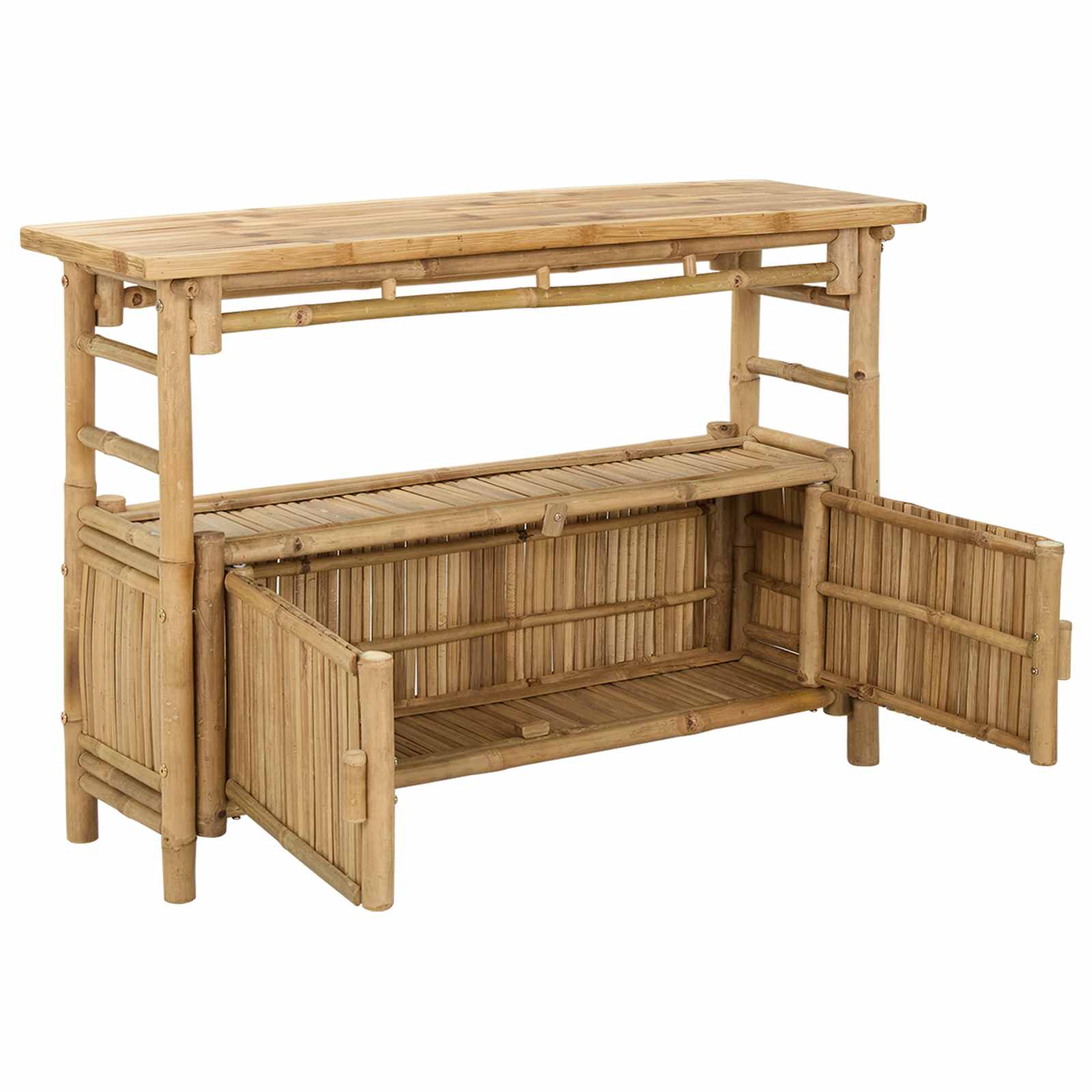 Konsoles galds ar plauktu Dabīga krāsa 110 x 35 x 75 cm Bambuss