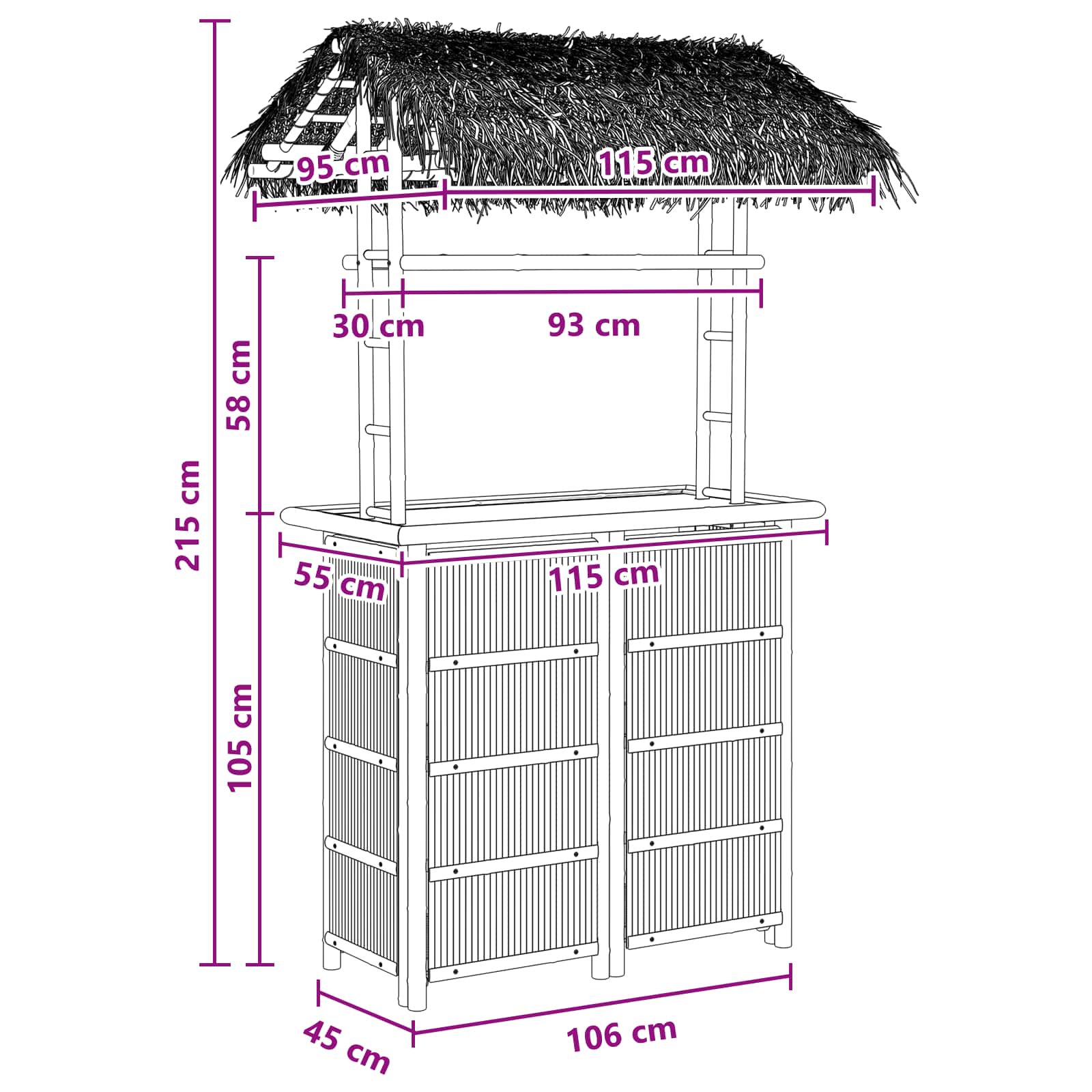 Lauko baro stalas Natūrali 115 x 95 x 215 cm Bambukas