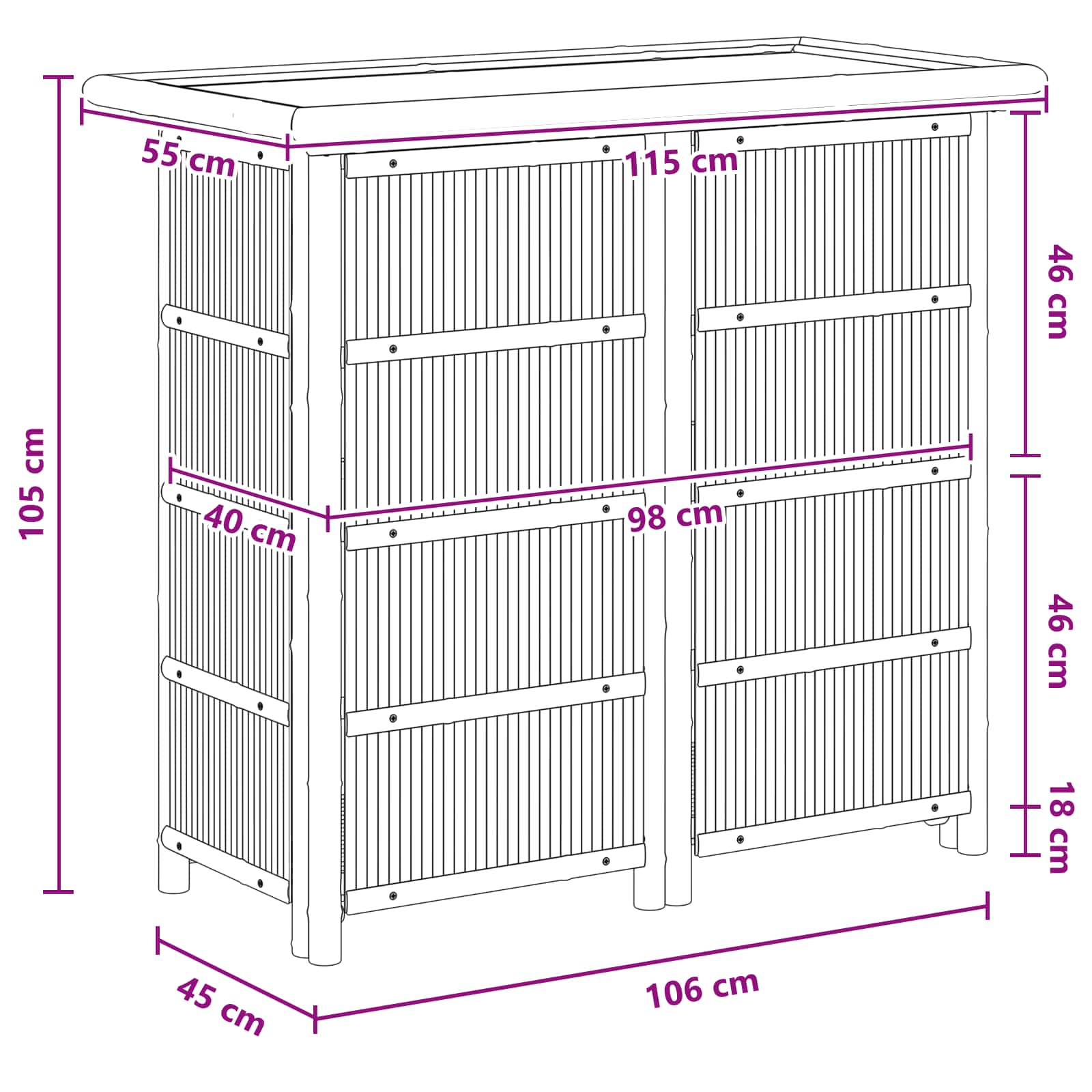 Lauko baro stalas Natūrali 115 x 55 x 105 cm Bambukas