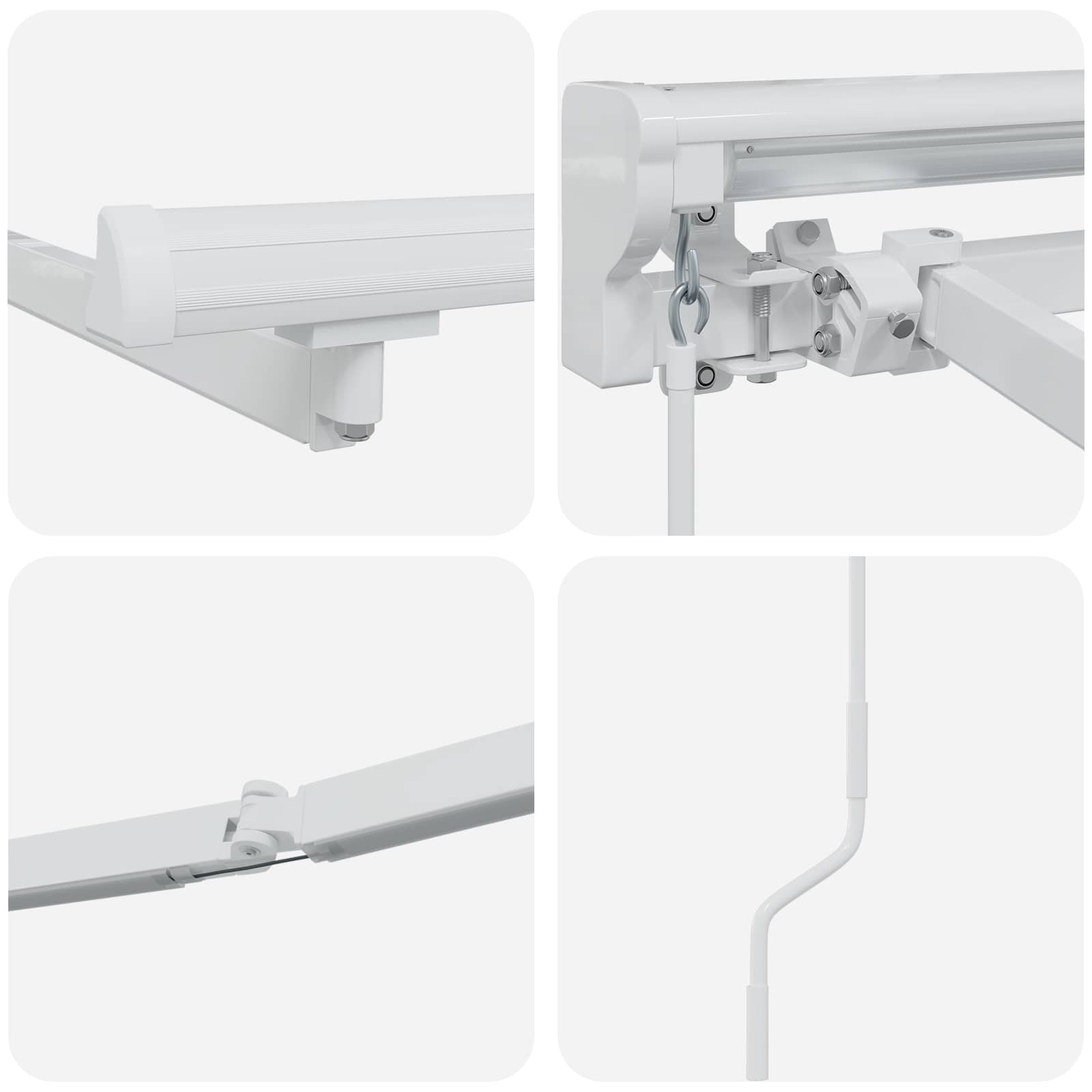 Manual Awning Frame with LED White 4.5 × 3.5 m Aluminium