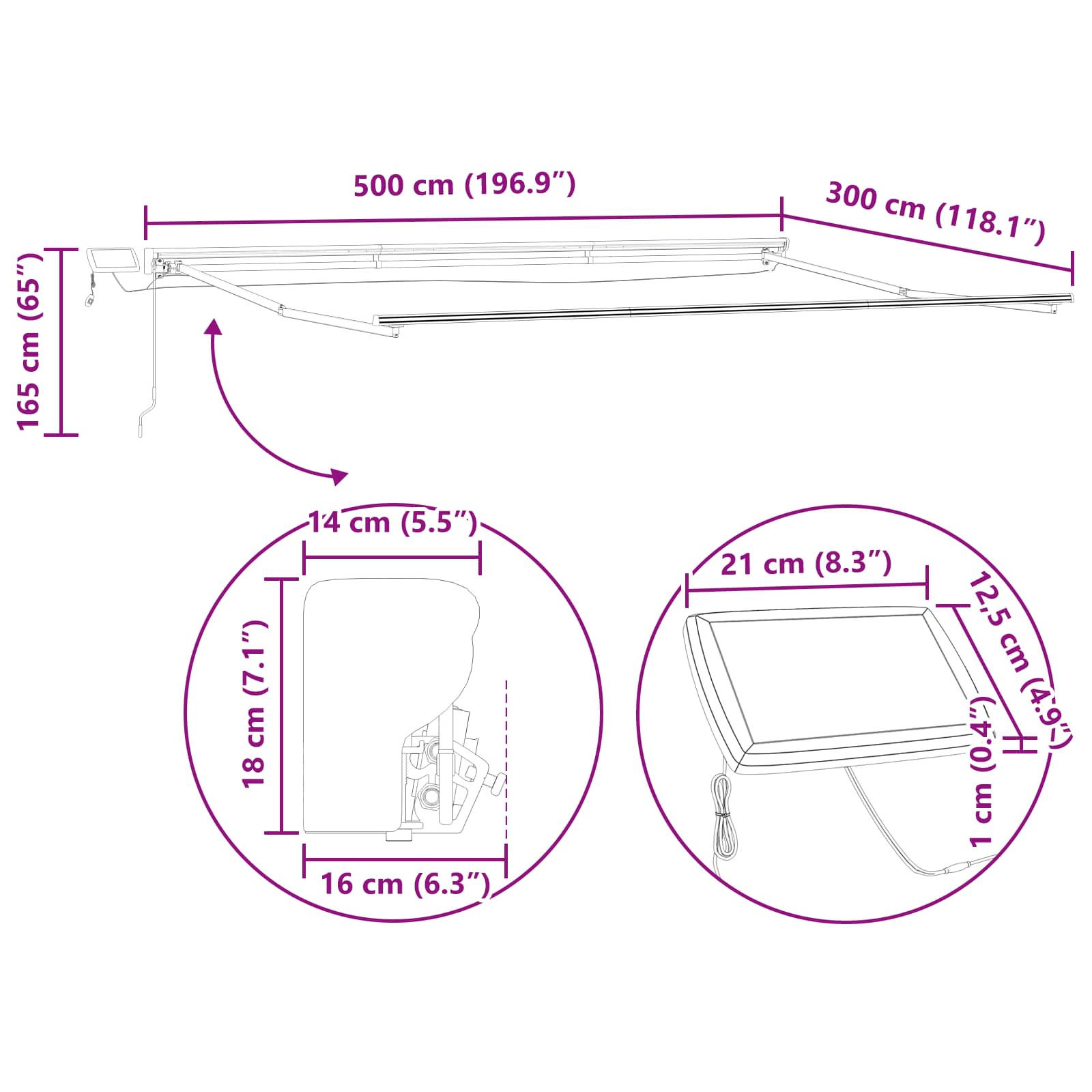 Manuālais saliekamais tents ar LED Balts 5 x 3 m Alumīnijs