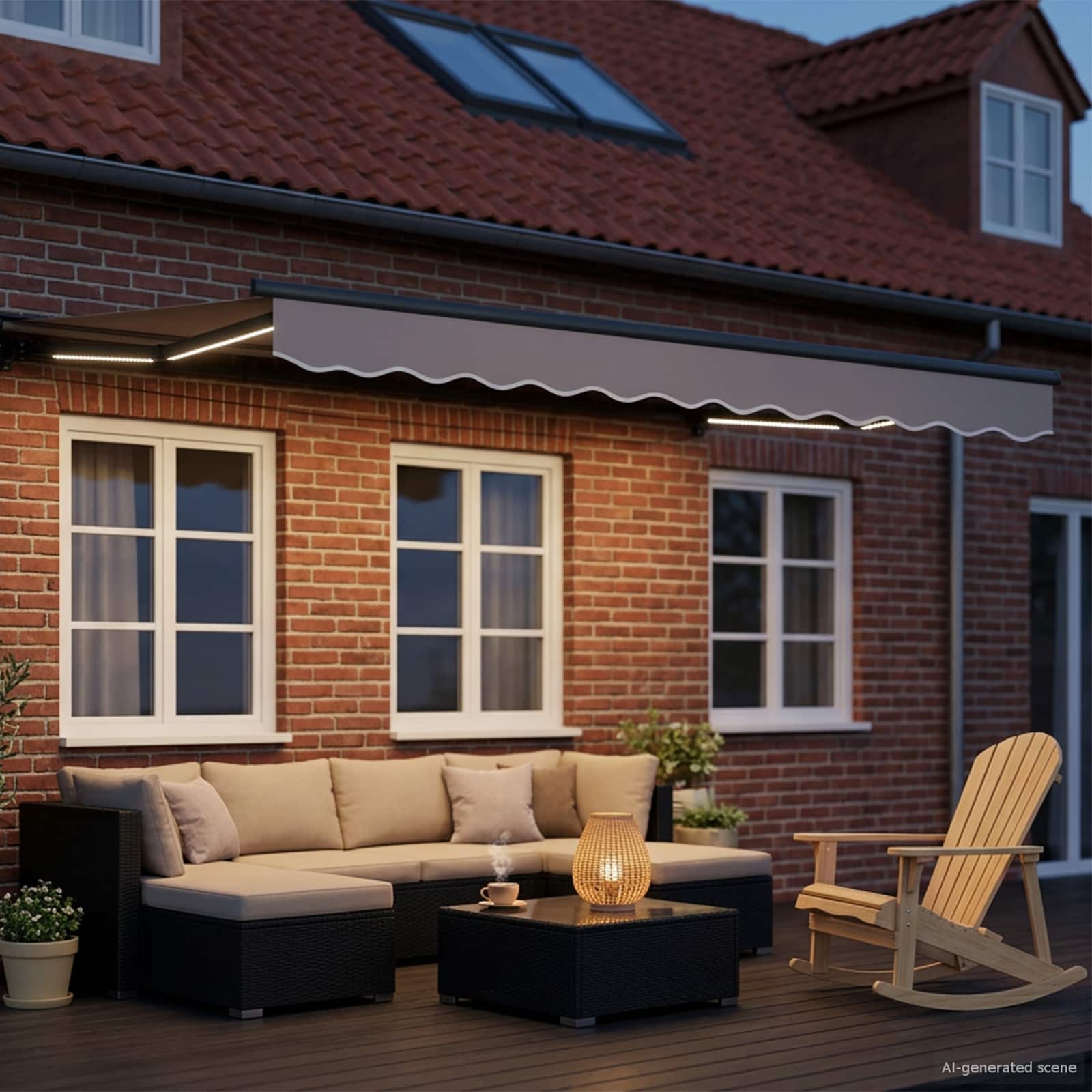 Electric Awning with LED Lighting Anthracite 3 x 2 m