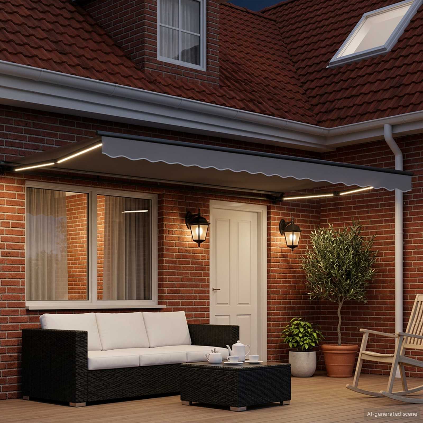 Electric awning with LED lighting Anthracite 4 x 2 m