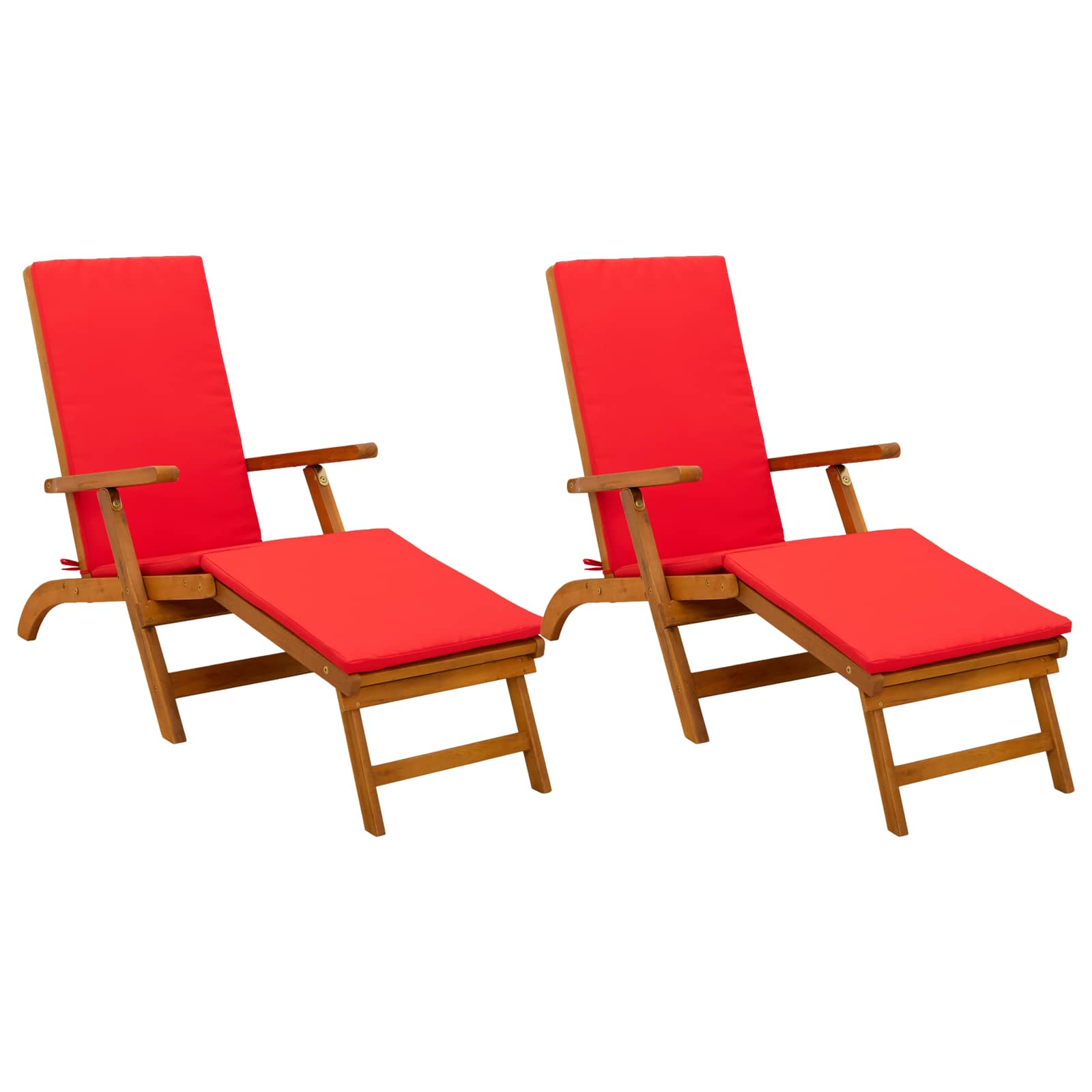 Atsilenkiantis ir sulankstomas saulės gultas 2 pcs Raudona