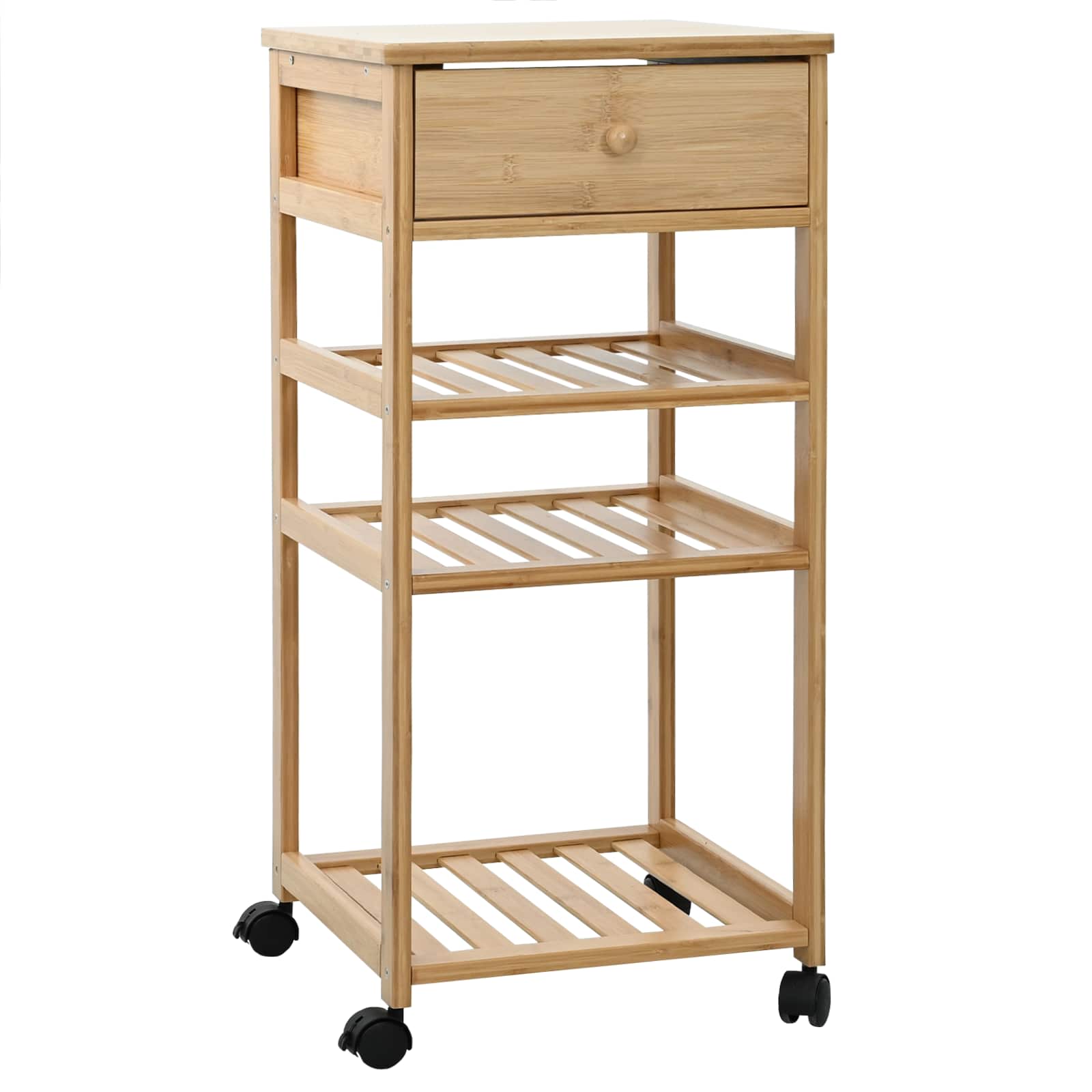 Kitchen Trolley on Wheels Natural 37 x 36 x 80 cm Bamboo