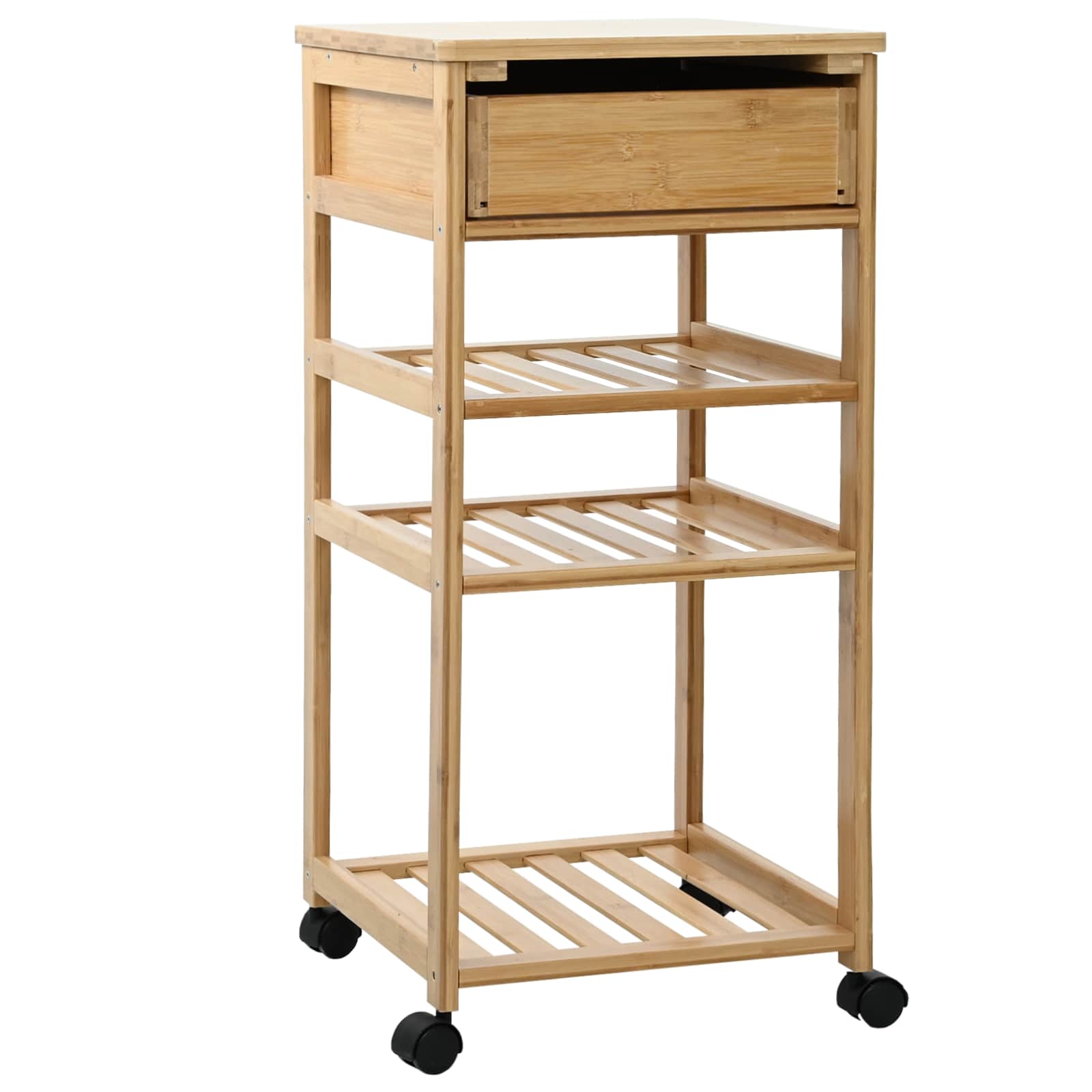 Kitchen Trolley on Wheels Natural 37 x 36 x 80 cm Bamboo