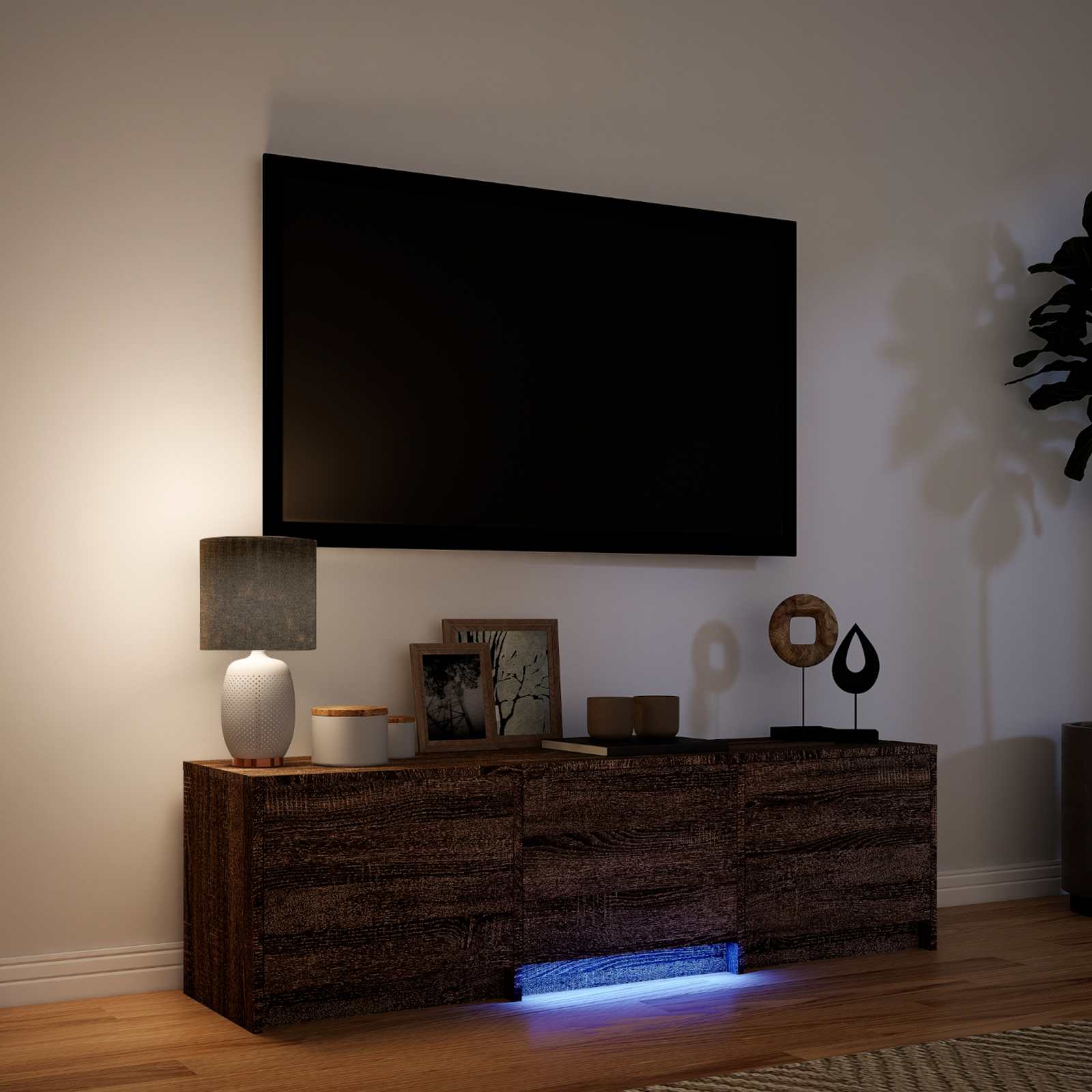 TV spintelė su LED 140 x 34 x 40 cm Rudas ąžuolas